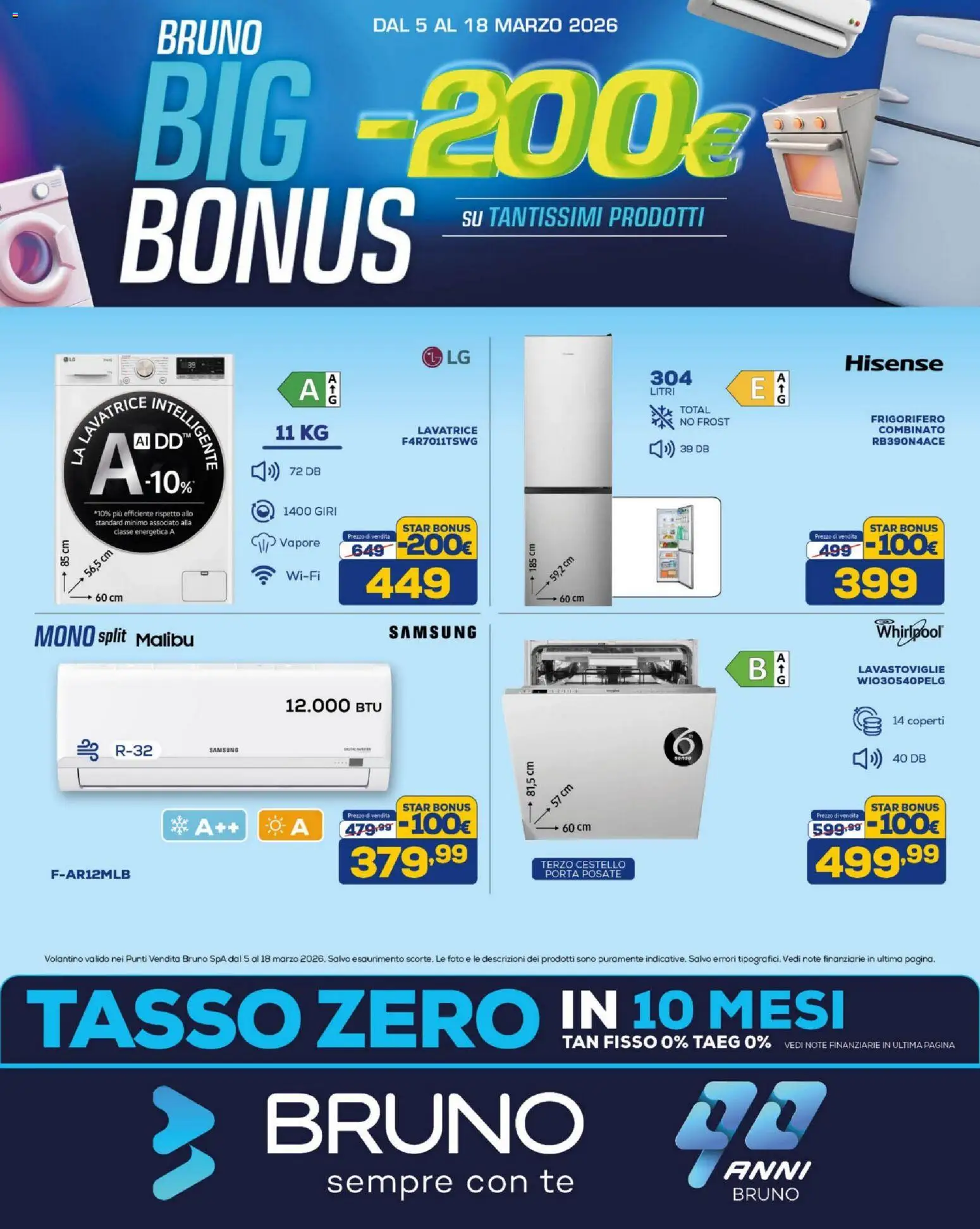 Volantino BRUNO del 05.03.2026 | Pagina: 1 | Prodotti: Posate, Tè, Lavatrice, Lavastoviglie