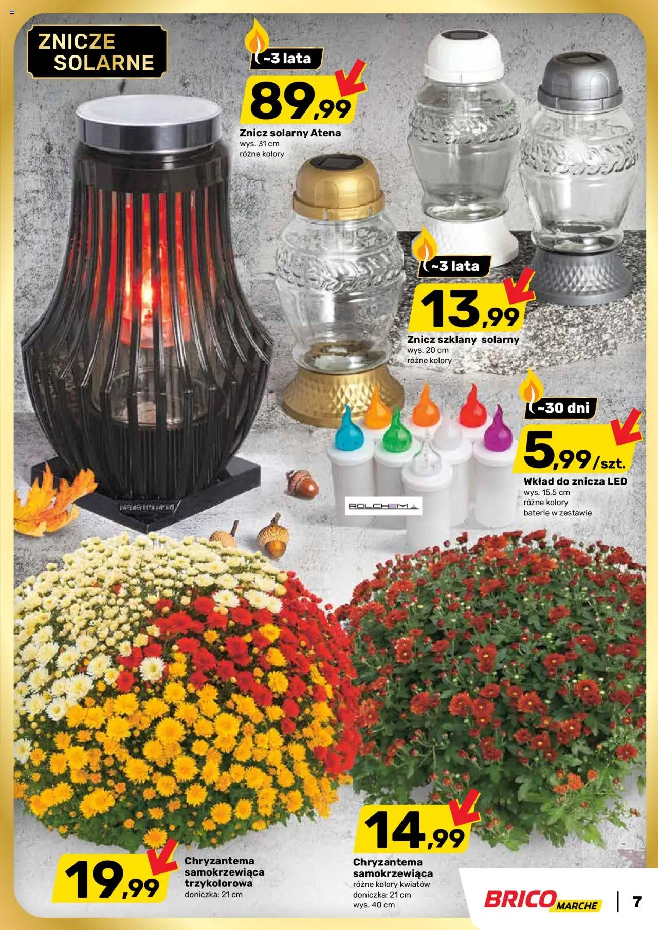 Brico Marché Gazetka od 08.10.2025 | Strona: 7 | Produkty: Baterie, Znicze, Doniczka