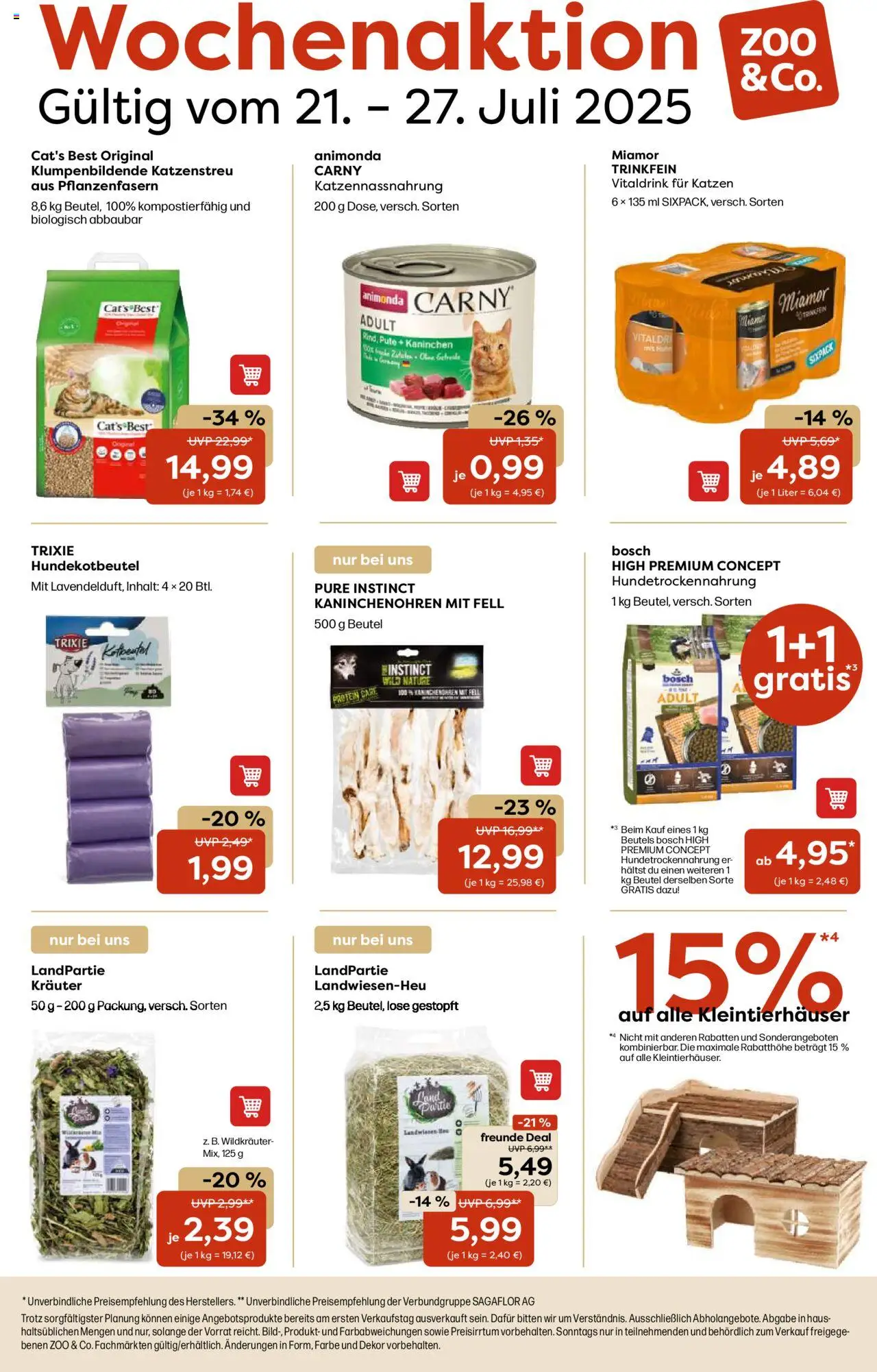 Zoo & co Prospekt - gültig ab dem 21.07.2025 | Seite: 1 | Produkte: Bosch, Pute, Kaninchen