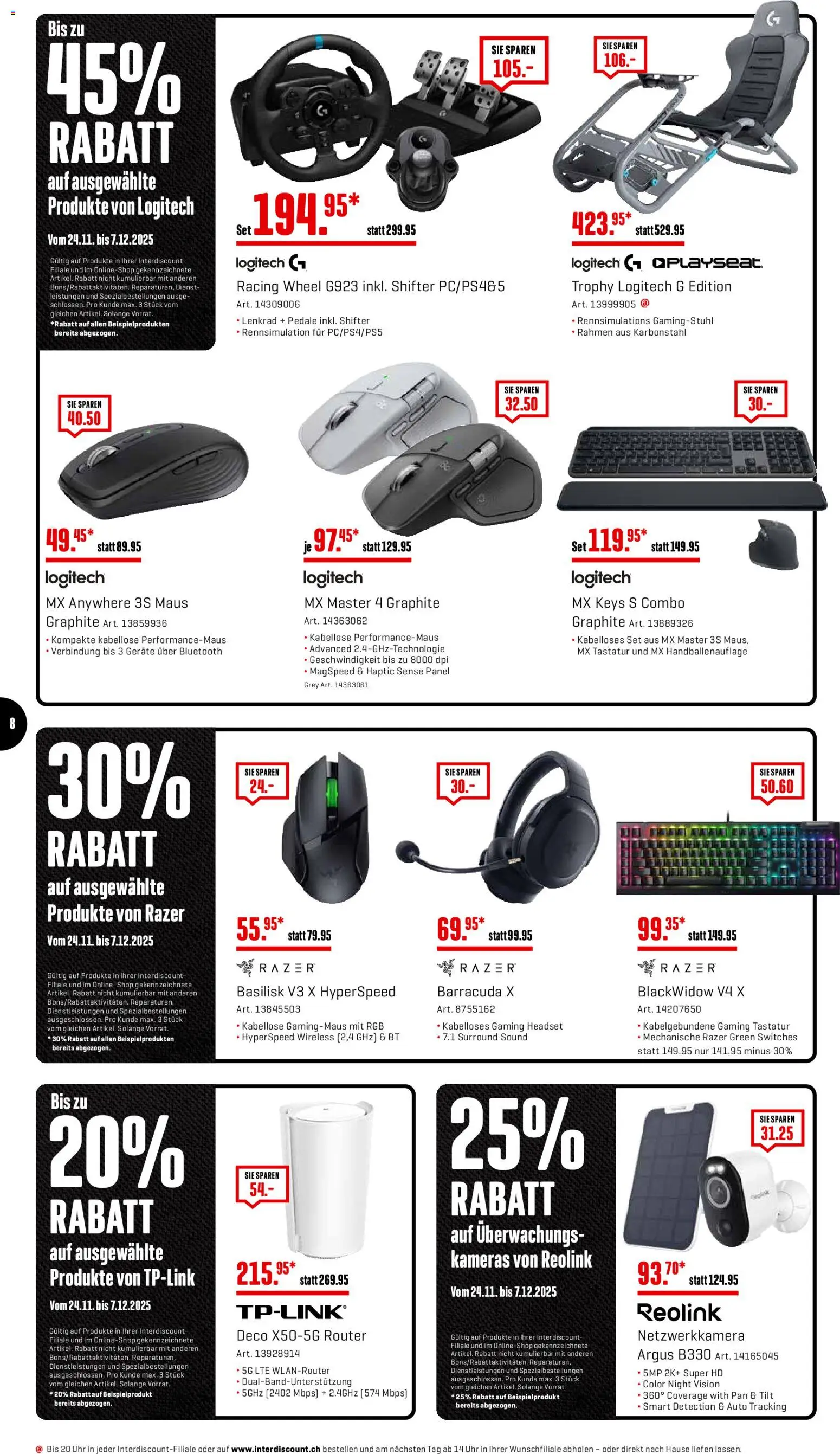 Interdiscount - Black Friday – gültig ab 24.11.2025 | Seite: 8 | Produkte: Headset, Tastatur, Maus, Gamingstuhl
