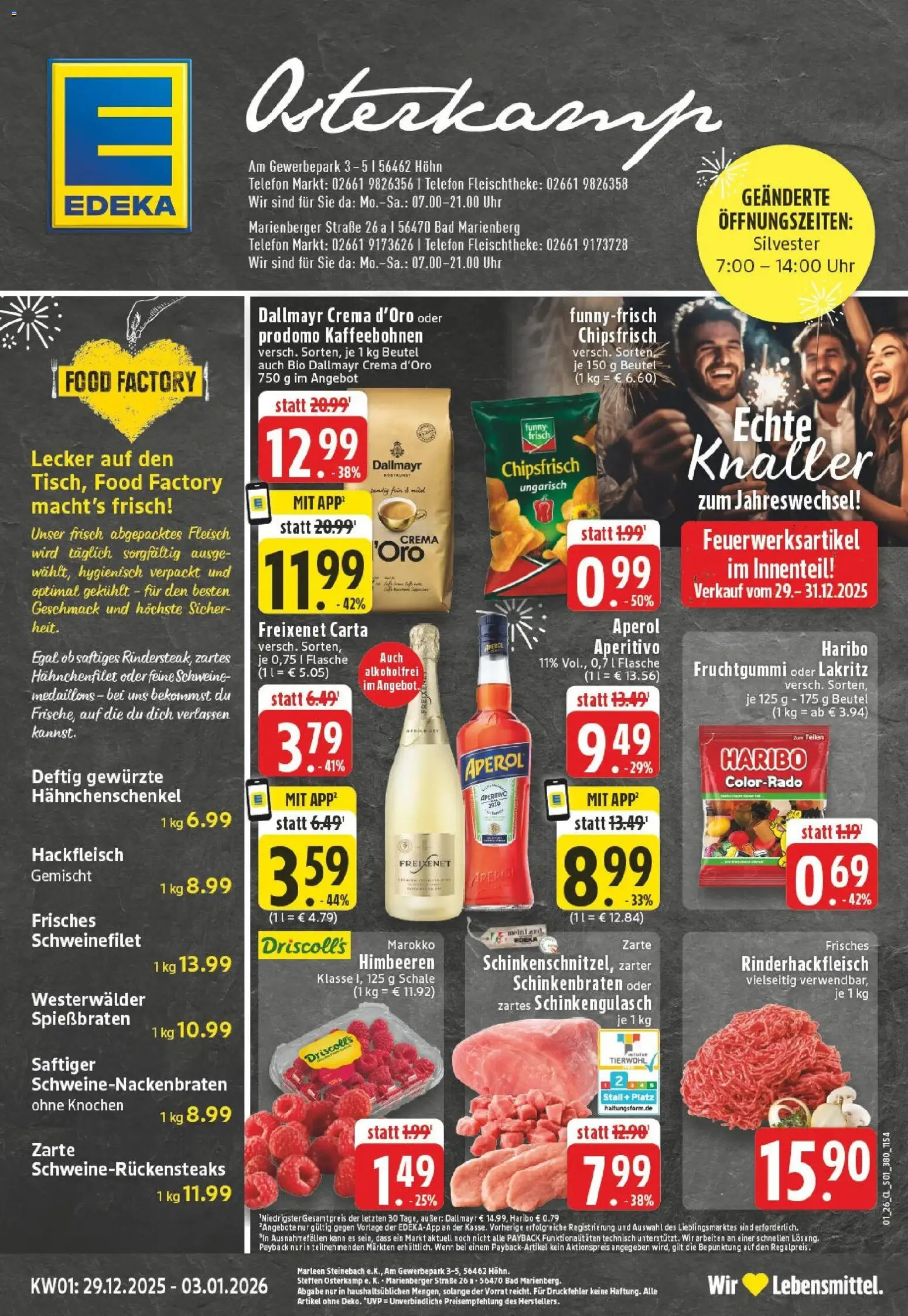 Edeka prospekt Höhn	 – gültig ab 28.12.2025 | Seite: 1 | Produkte: Himbeeren, Haribo, Bad, Chips