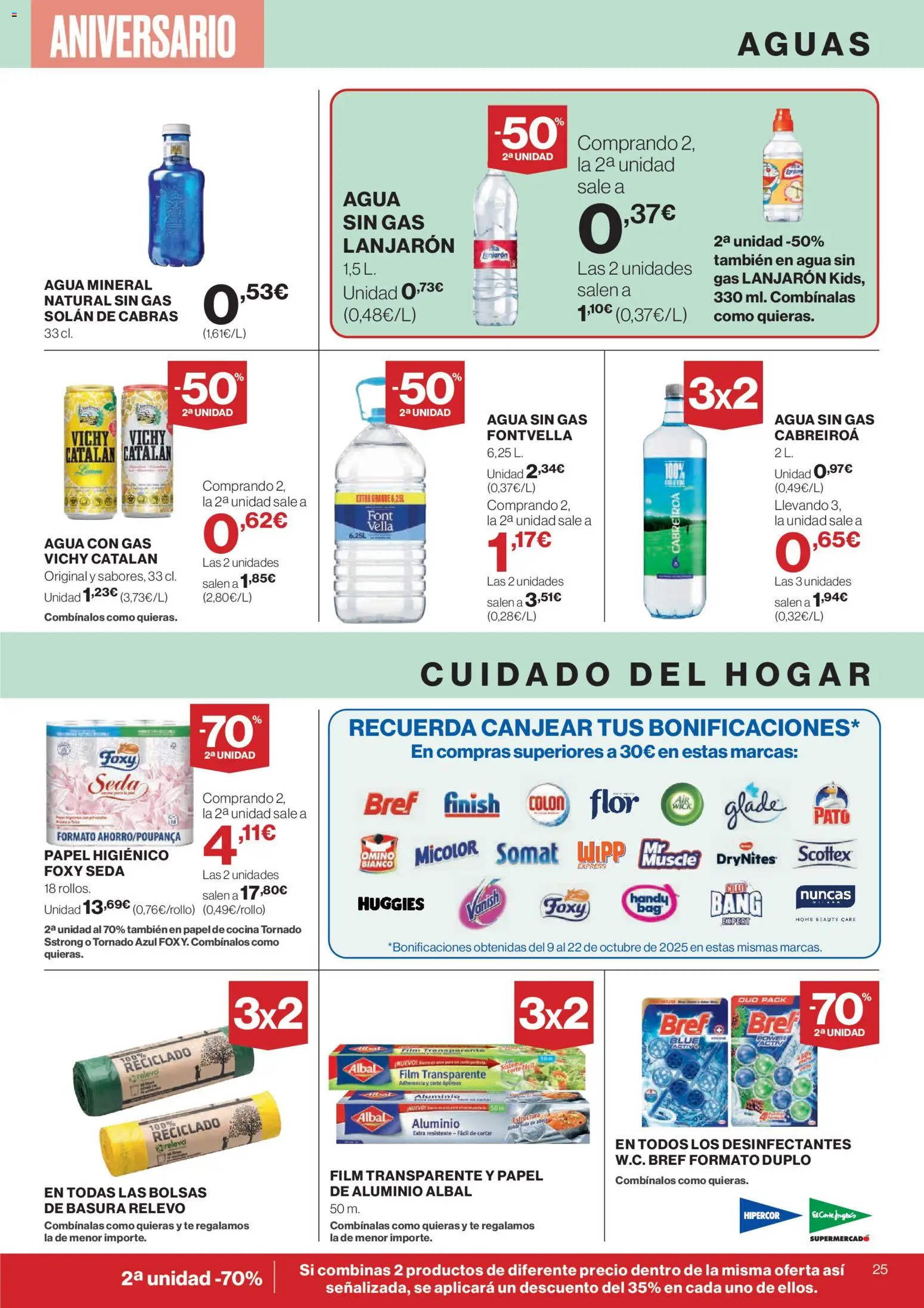 Hipercor catálogo │ válido desde el 23.10.2025 | Página: 35 | Productos: Papel higienico, Té, Cocina, Agua mineral