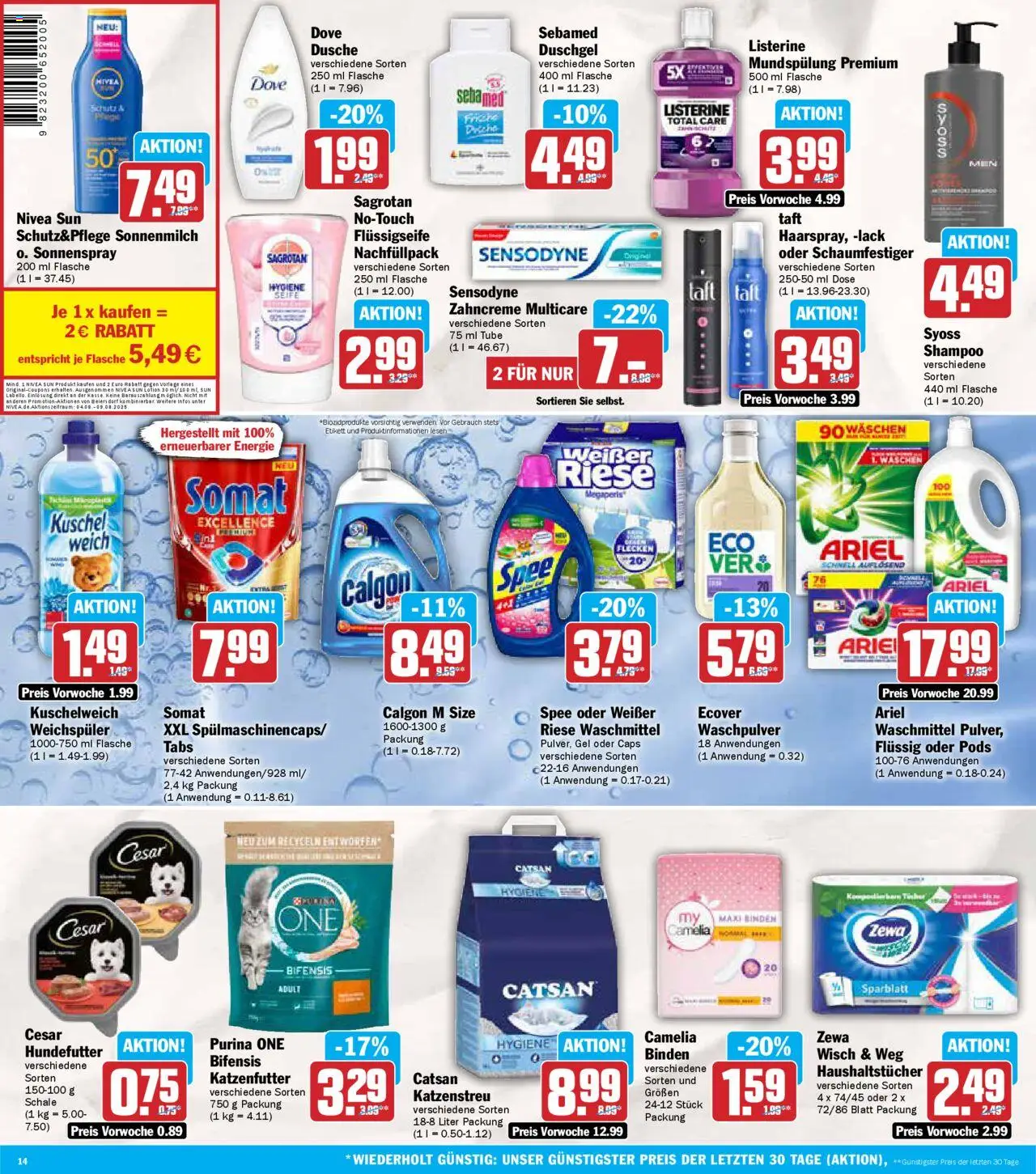 AEZ Prospekt 	 - gültig ab dem 04.08.2025 | Seite: 14 | Produkte: Dusche, Kuschelweich, Shampoo, Listerine