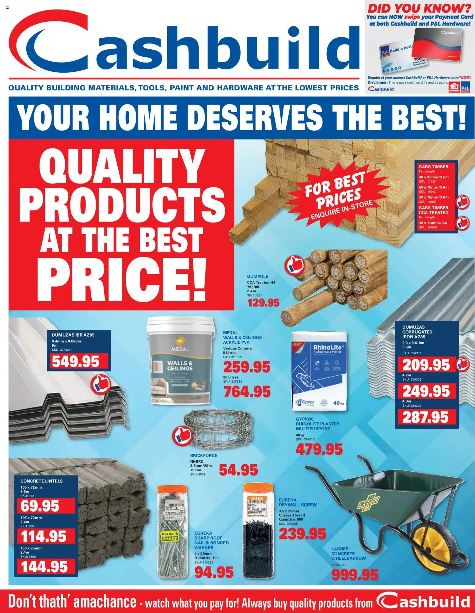 New Cashbuild catalogue – valid from 20.04.2026 | Page: 1 | Products: Iron, Paint, Wheelbarrow, Plaster