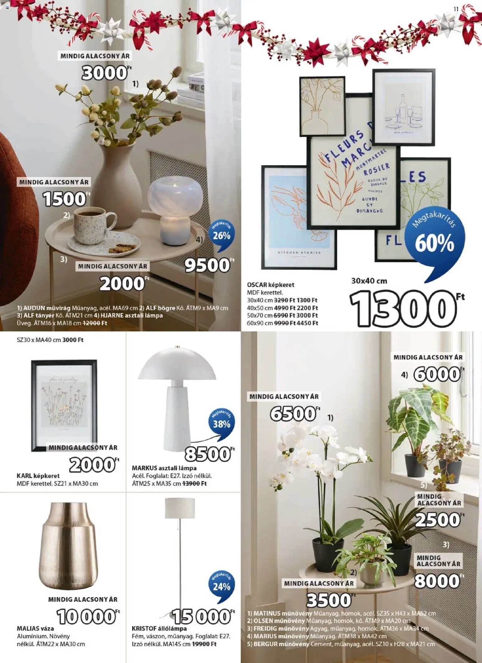 JYSK akciós ujság - amely érvényes a következő dátumtól: 05.11.2025 | Oldal: 11 | Termékek: Állólámpa, Műnövény, Foglalat, Tányér