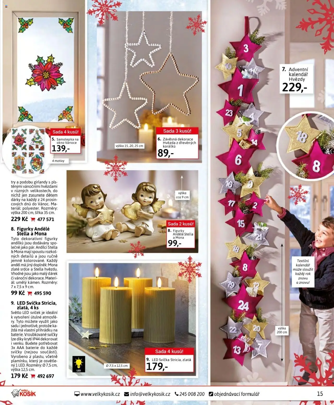 Velký Košík katalog - srpen od 01.08.2025 | Strana: 15 | Produkty: Kalendář, Svíčky, Baterie, Dekorace
