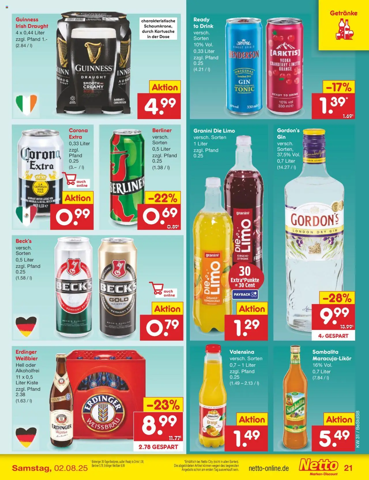 Netto Marken-Discount Prospekt 	 - gültig ab dem 28.07.2025 | Seite: 33 | Produkte: Valensina, Zitrone, Limette, Granini die limo