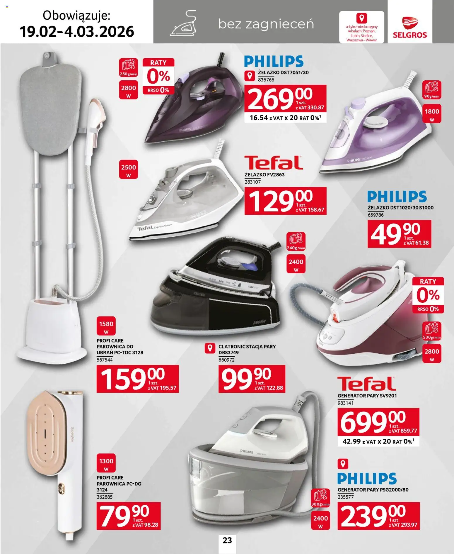 Selgros cash&carry - Katalog Home&Deco od 19.02.2026 | Strona: 23 | Produkty: Parownica, Generator pary, Tefal