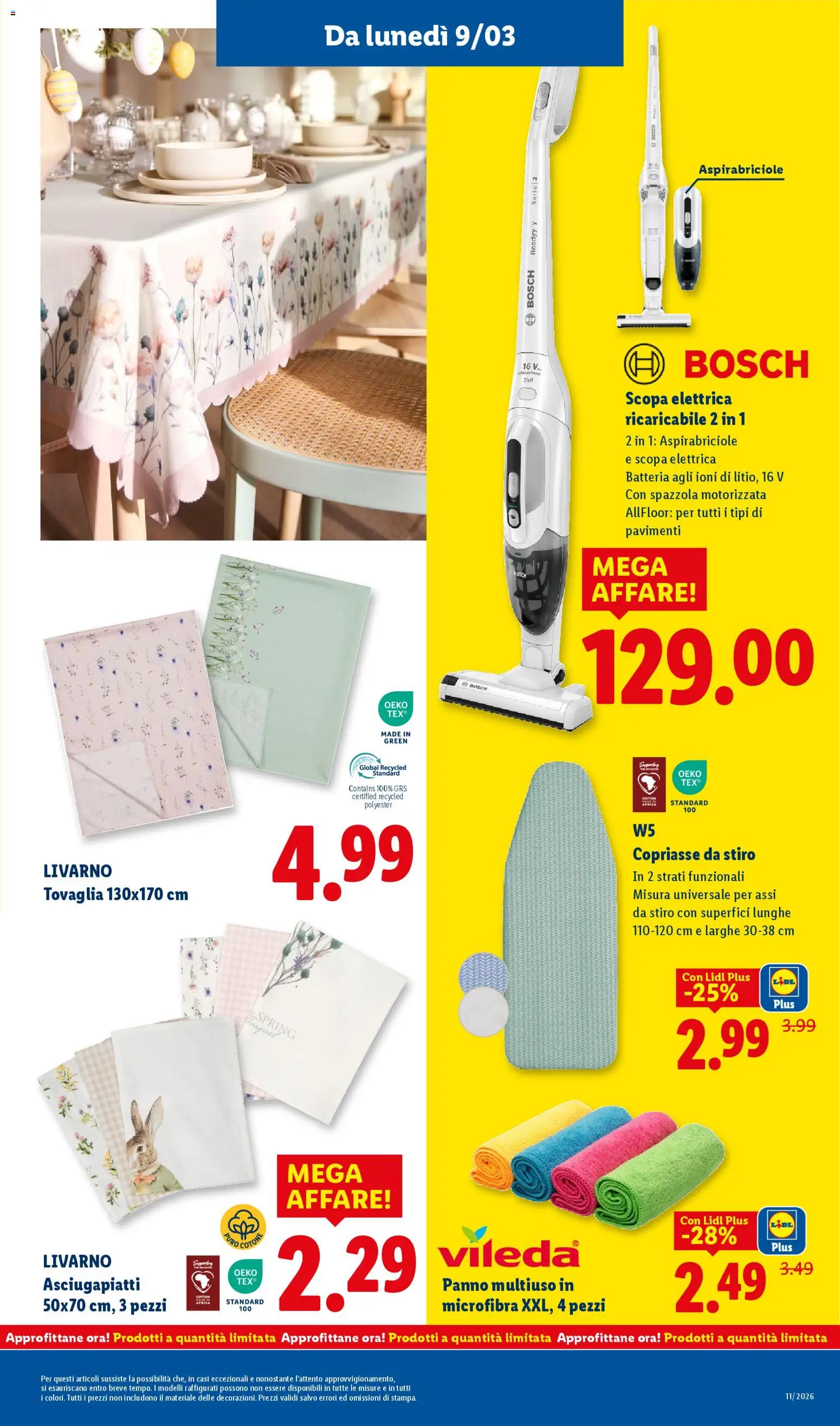 Volantino Lidl del 09.03.2026 | Pagina: 31 | Prodotti: Scopa elettrica, Scopa, Tovaglia, Batteria