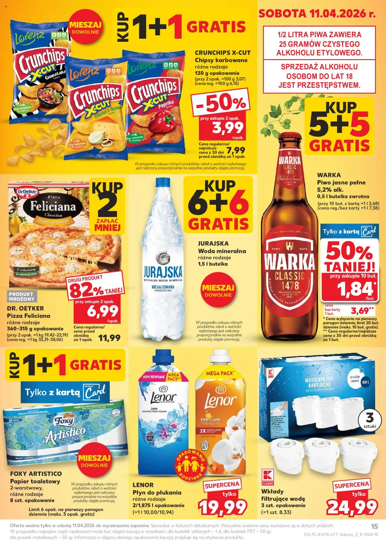 Kaufland Polsko leták od 09.04.2026 | Strana: 15 | Produkty: Lenor, Pizza, Paprika, Karty