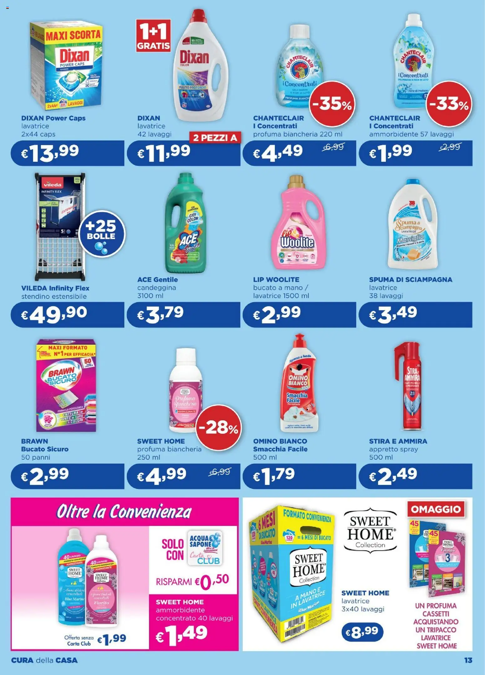 Volantino Acqua e Sapone del 26.02.2026 | Pagina: 13 | Prodotti: Ammorbidente, Candeggina, Stendino, Profumo