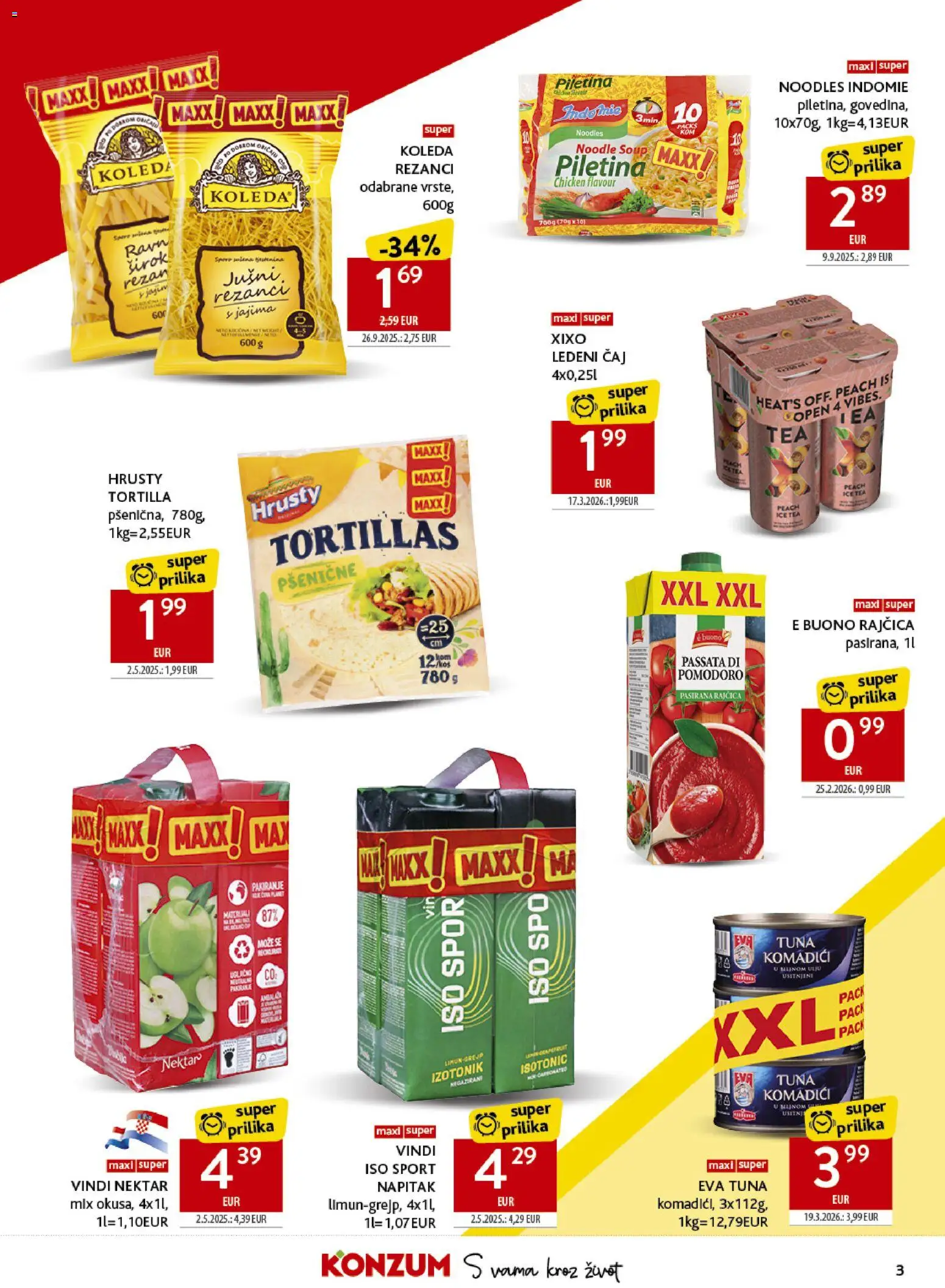 Konzum HR akciós ujság - amely érvényes a következő dátumtól: 08.04.2026 | Oldal: 3 | Termékek: Tortilla, Ice tea, Tea