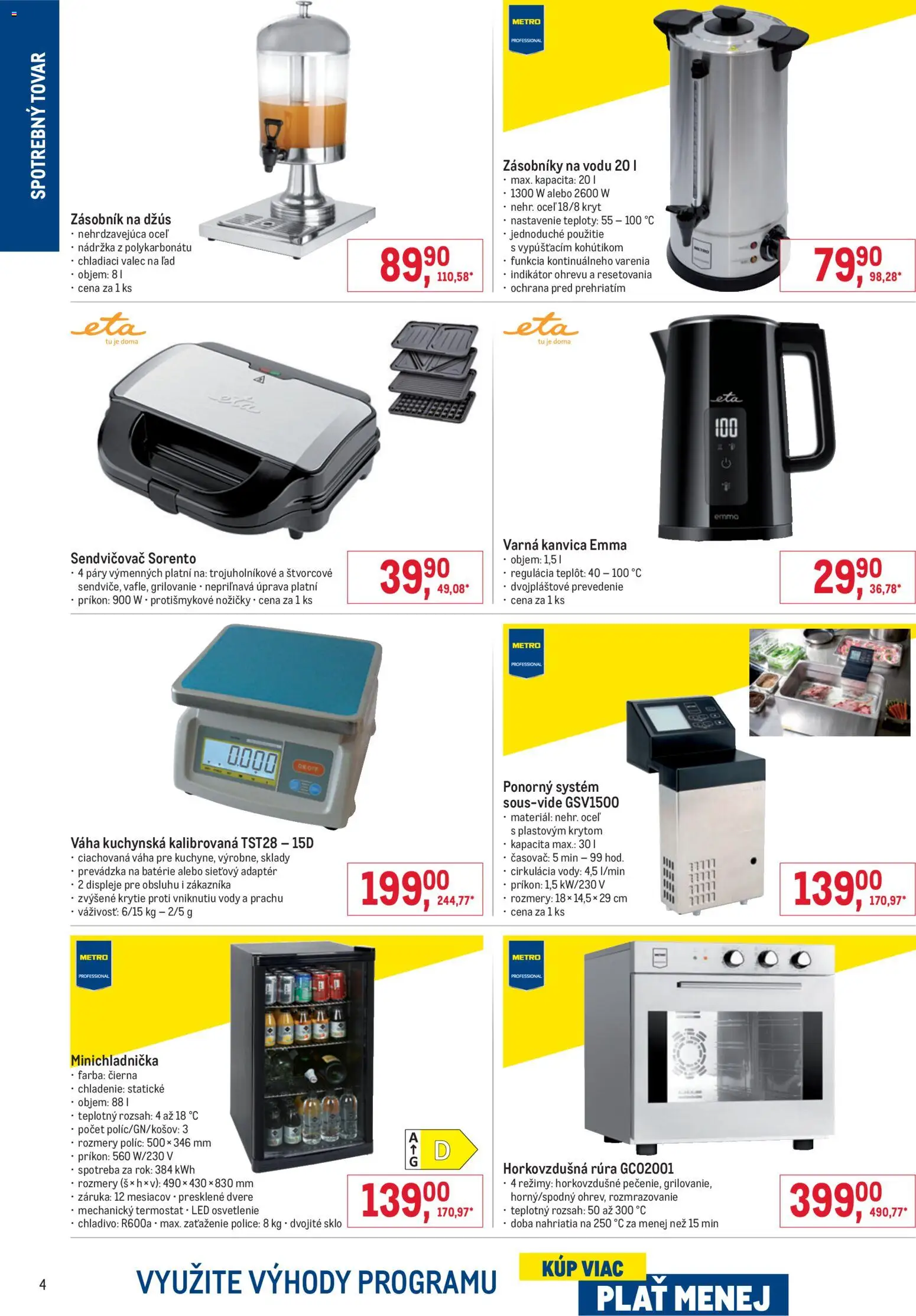 Nové Metro akcie – leták je platný od 25.03.2026 | Strana: 4 | Produkty: Osvetlenie, Police, Varná kanvica, Rúra