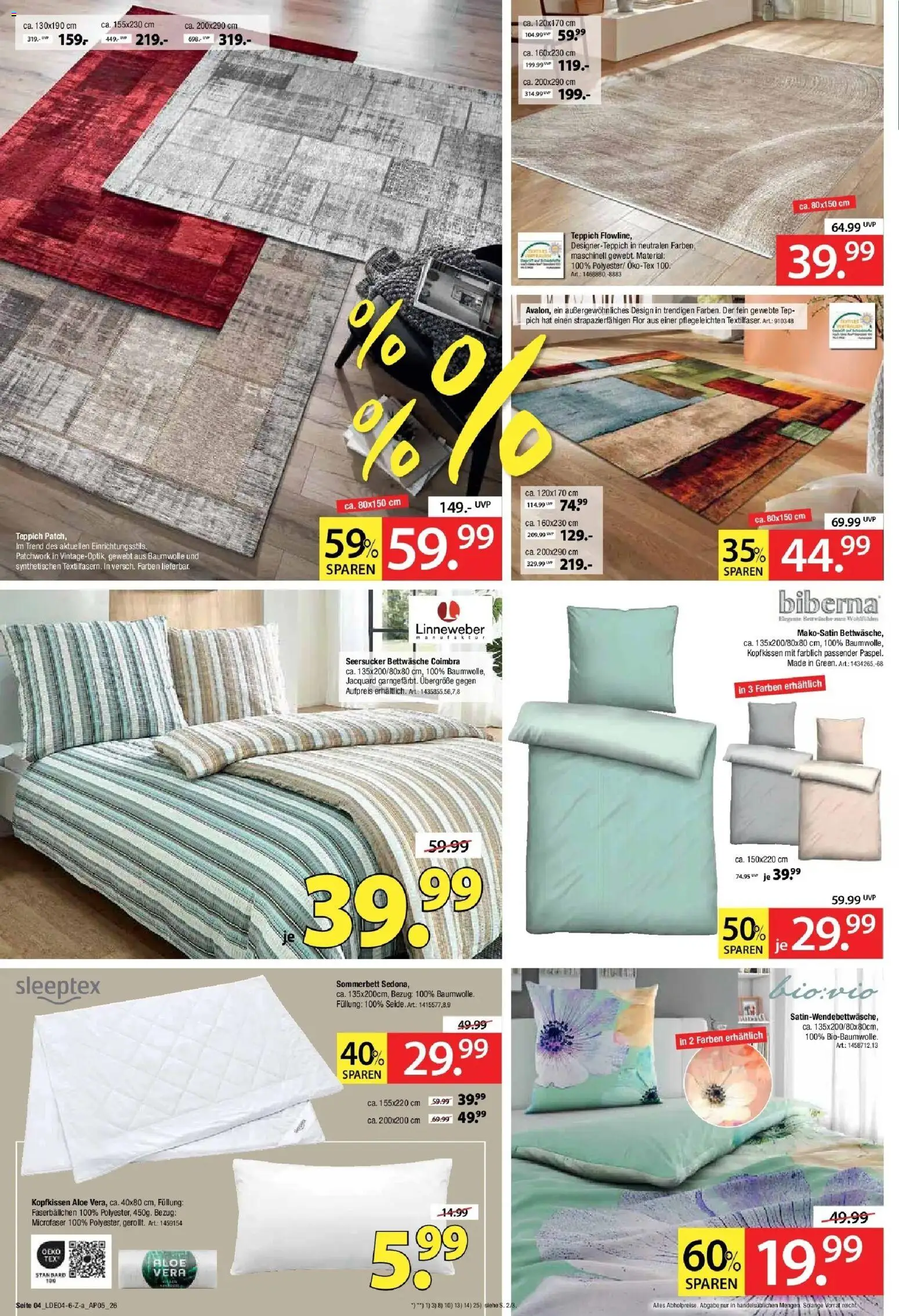 Zurbrüggen Mai Shopping Days – gültig ab 25.04.2026 | Seite: 4 | Produkte: Bettwäsche, Kopfkissen, Teppich
