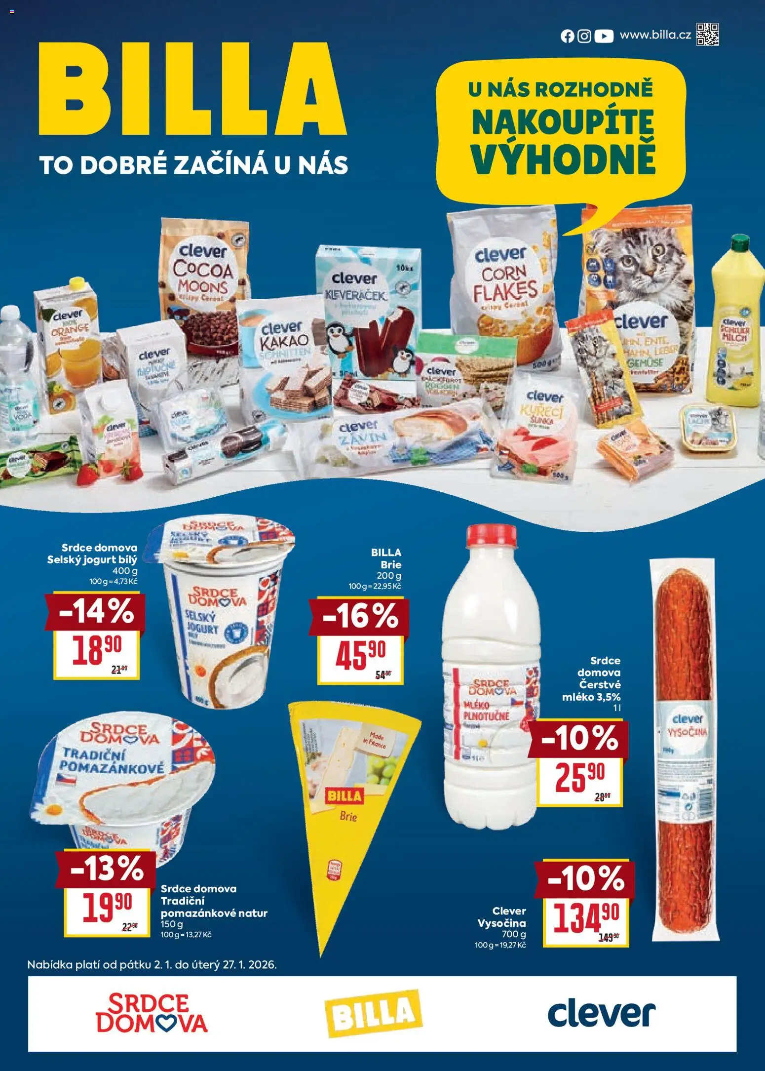 Billa leták - Naše značky za výhodné ceny od 02.01.2026 | Strana: 1