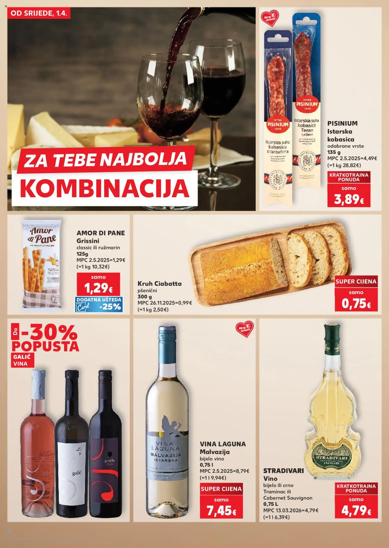 Kaufland katalog | vrijedi od 01.04.2026 | Stranica: 8 | Proizvodi: Bijelo vino, Kruh, Ružmarin, Kobasica