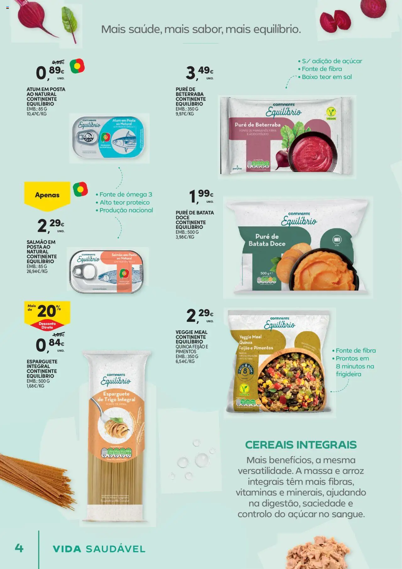 Continente - Vida Saudável: É de quem quer comer bem sem ginástica na carteira │ válido de 21.10.2025 | Página: 4 | Produtos: Batata, Sal, Arroz, Cereais