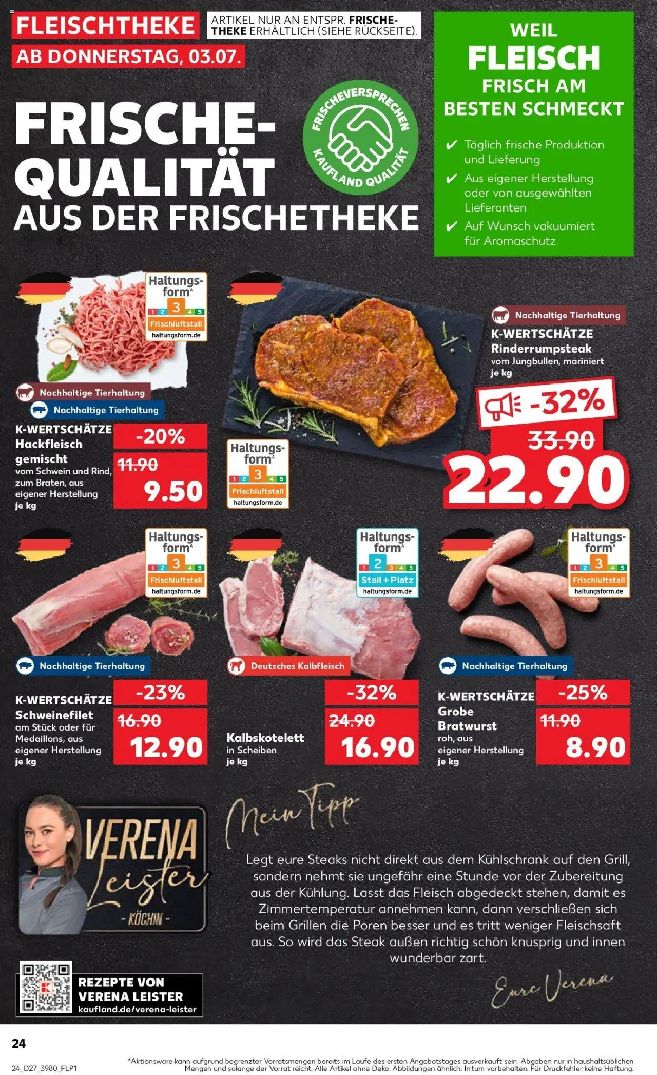 Kaufland prospekt Schwäbisch Gmünd	 - gültig ab dem 03.07.2025 | Seite: 24 | Produkte: Bratwurst, Kühlschrank, Tee, Steak