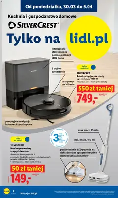 Pogląd oferty "SILVERCREST Robot sprzątający ze stacją opróżniającą, 1050 W, Robot sprzątający ze stacją opróżniającą, 1050 W, 5 trybów czyszczenia, czas pracy do 100 min" - ważna od 30.03.2026 | Strona: 6 | Produkty: USB, Robot, Nawigacja, Robot sprzątający