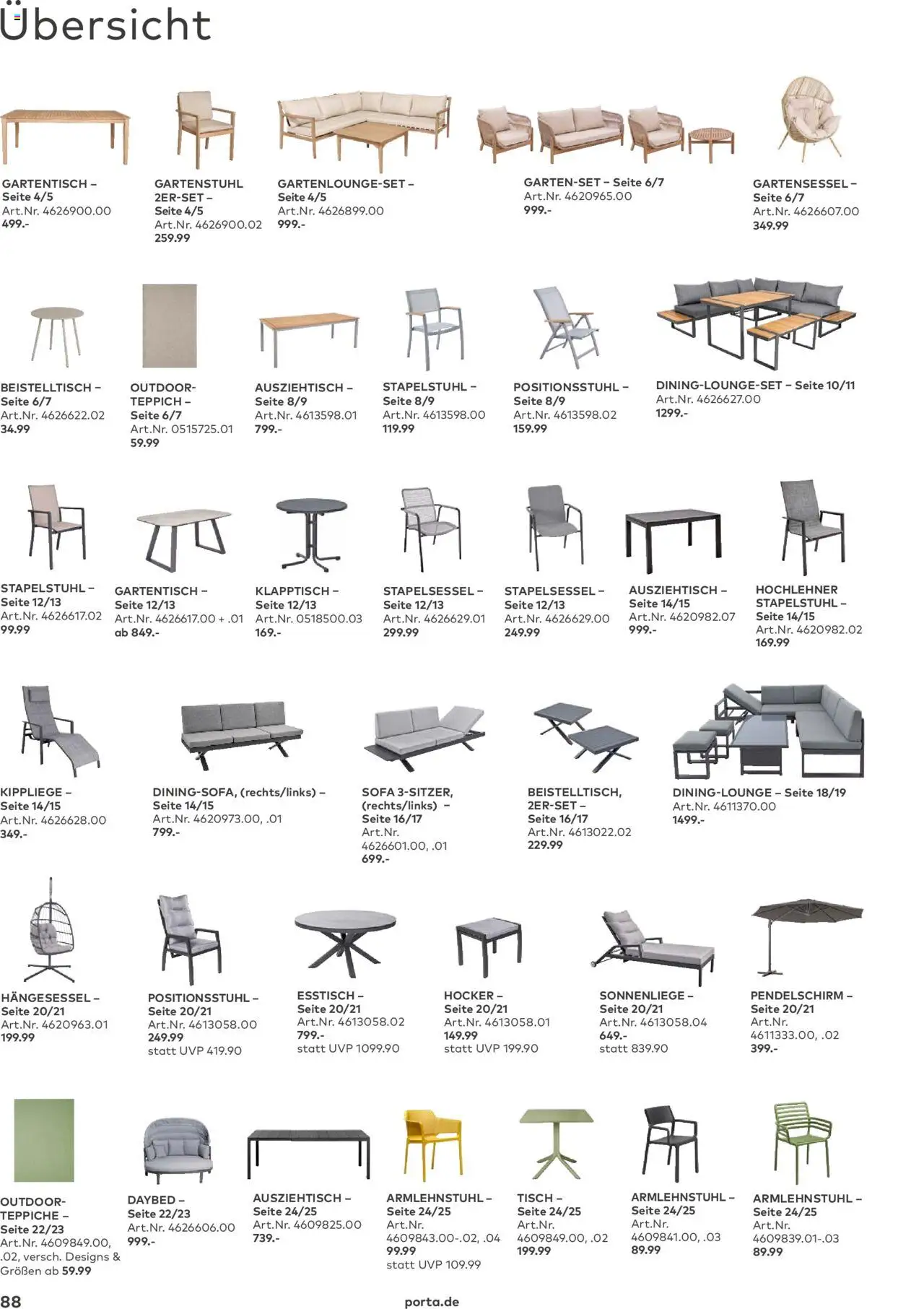 Porta! - Outdoor - Gartenmöbelkatalog 2025 - gültig ab dem 02.03.2025 | Seite: 88 | Produkte: Hocker, Beistelltisch, Esstisch, Sofa