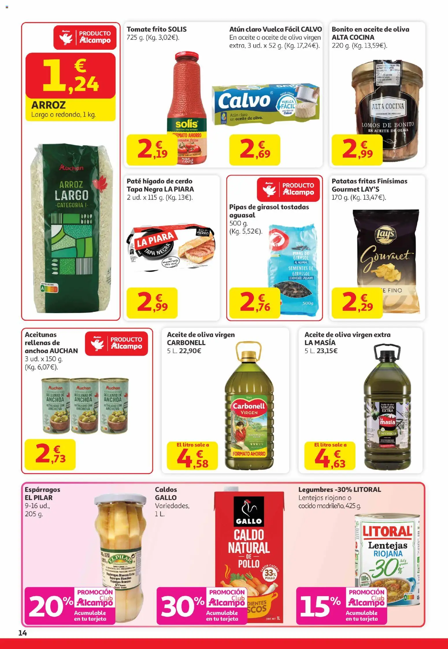 Alcampo - Canarias │ válido desde el 29.12.2025 | Página: 14 | Productos: Paté, Arroz, Νερό καρύδας, Atún claro