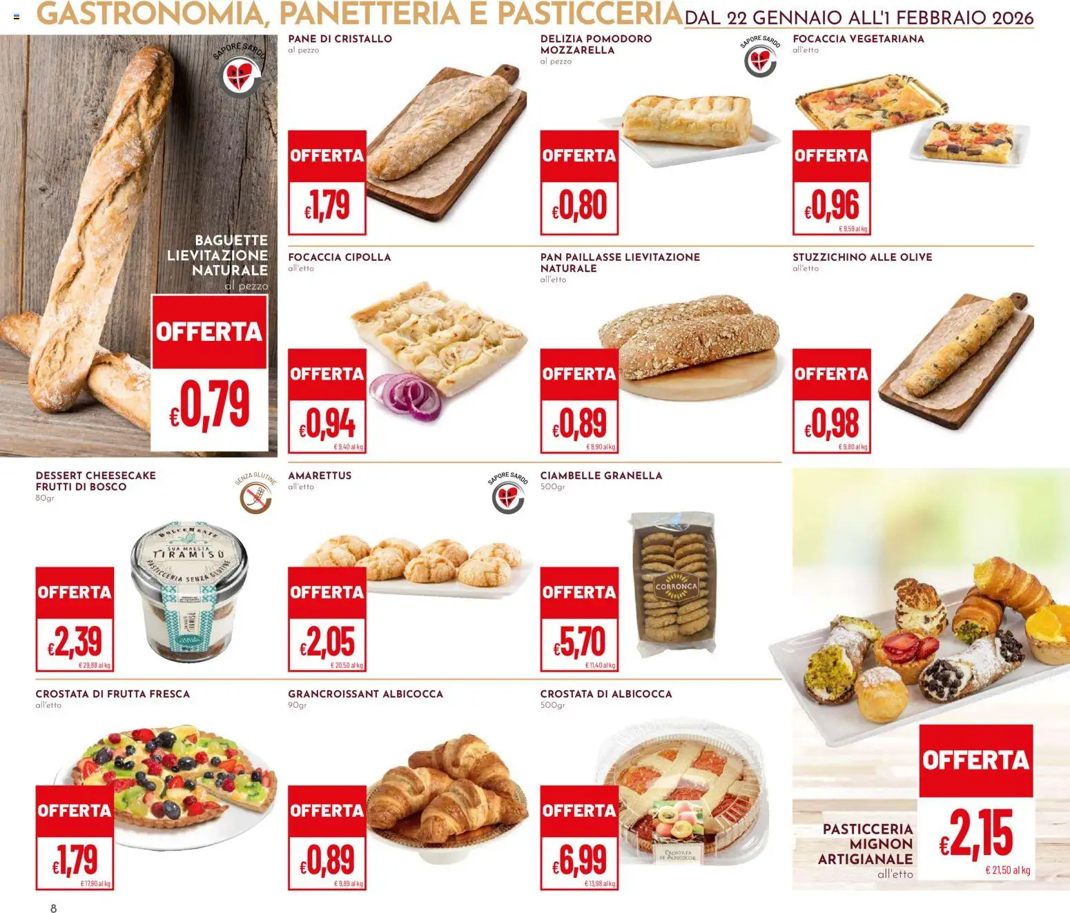 Volantino Pan del 22.01.2026 | Pagina: 8 | Prodotti: Ciambelle, Frutta, Mozzarella, Pomodoro