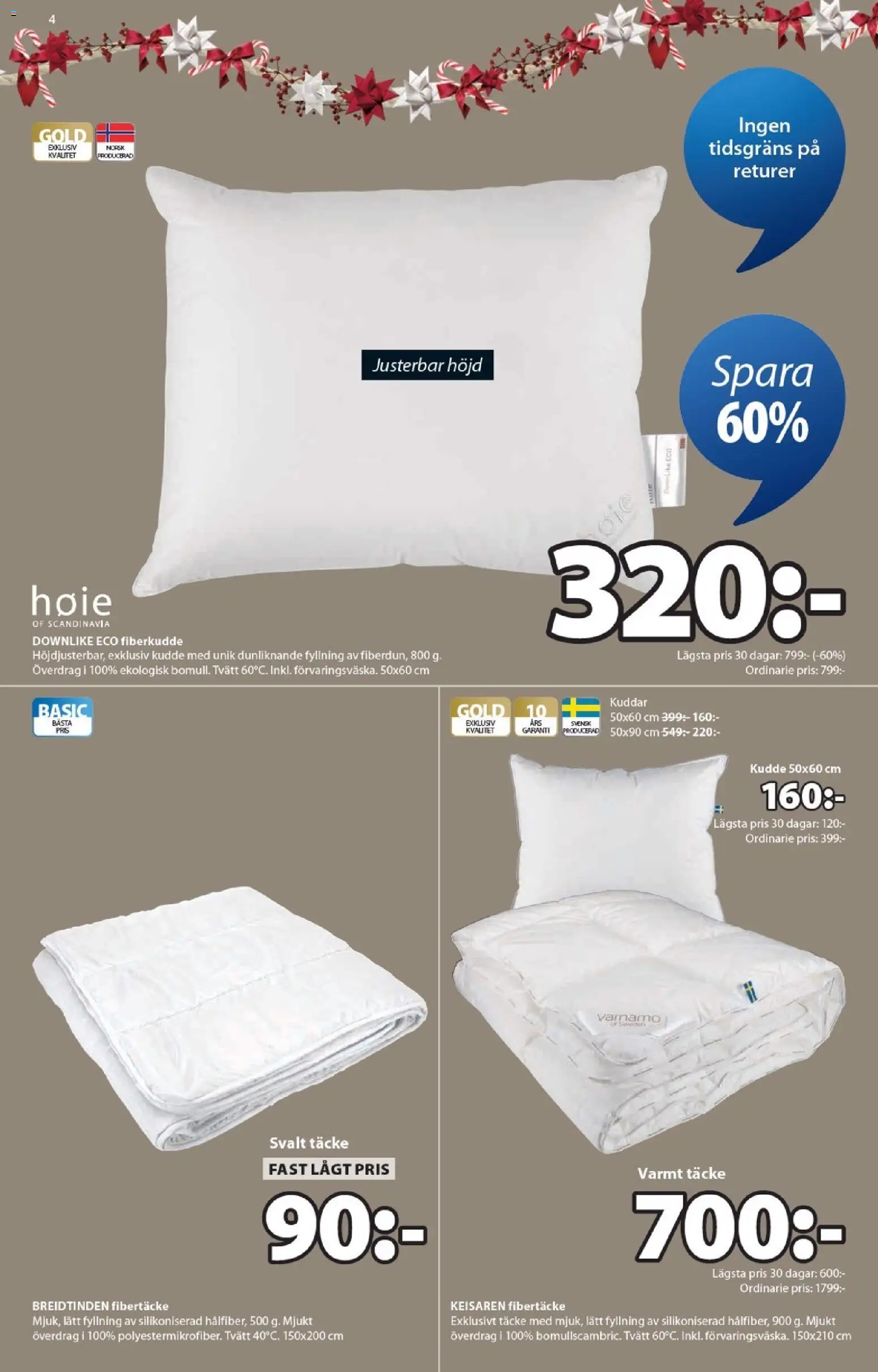 JYSK reklamblad aktuell från 15.12.2025 | Sida: 4 | Produkter: Täcke, Kudde