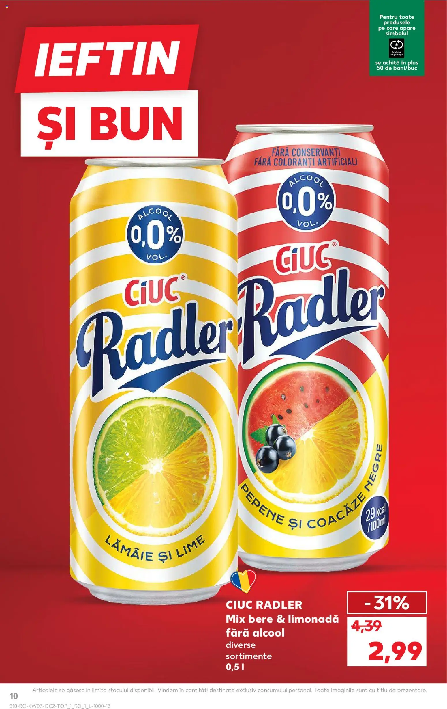 Kaufland RO akciós ujság - amely érvényes a következő dátumtól: 14.01.2026 | Oldal: 10 | Termékek: Lime, Radler