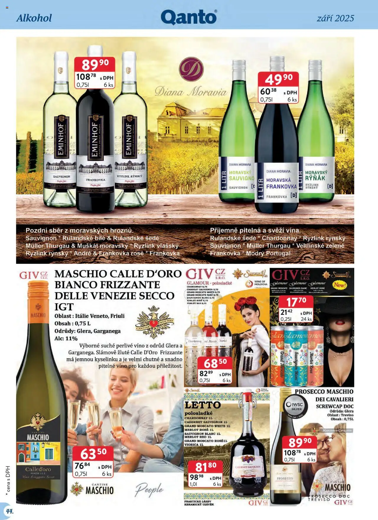 Astur & Qanto leták - Velkoobchod 09/2025 od 01.09.2025 | Strana: 44 | Produkty: Prosecco, Víno, Moscato, Láhev