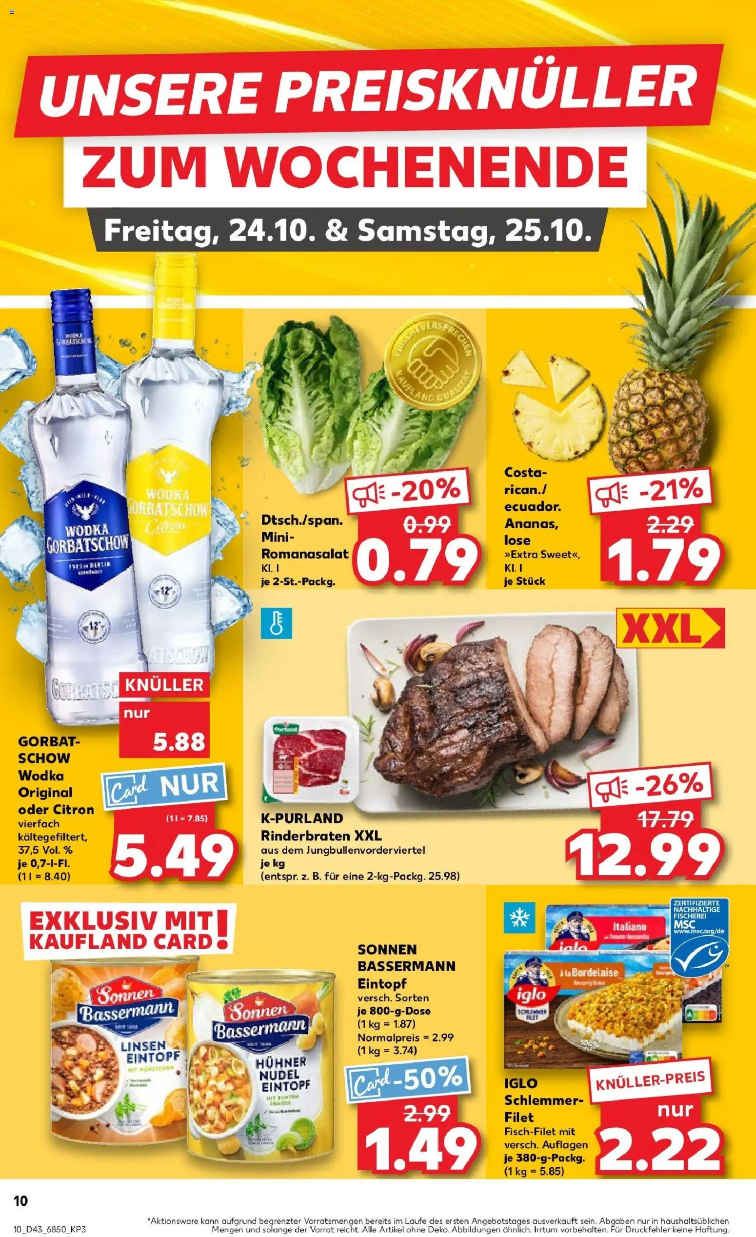 Kaufland prospekt Eberbach	 – gültig ab 23.10.2025 | Seite: 10 | Produkte: Rinderbraten, Iglo, Vodka, Wodka