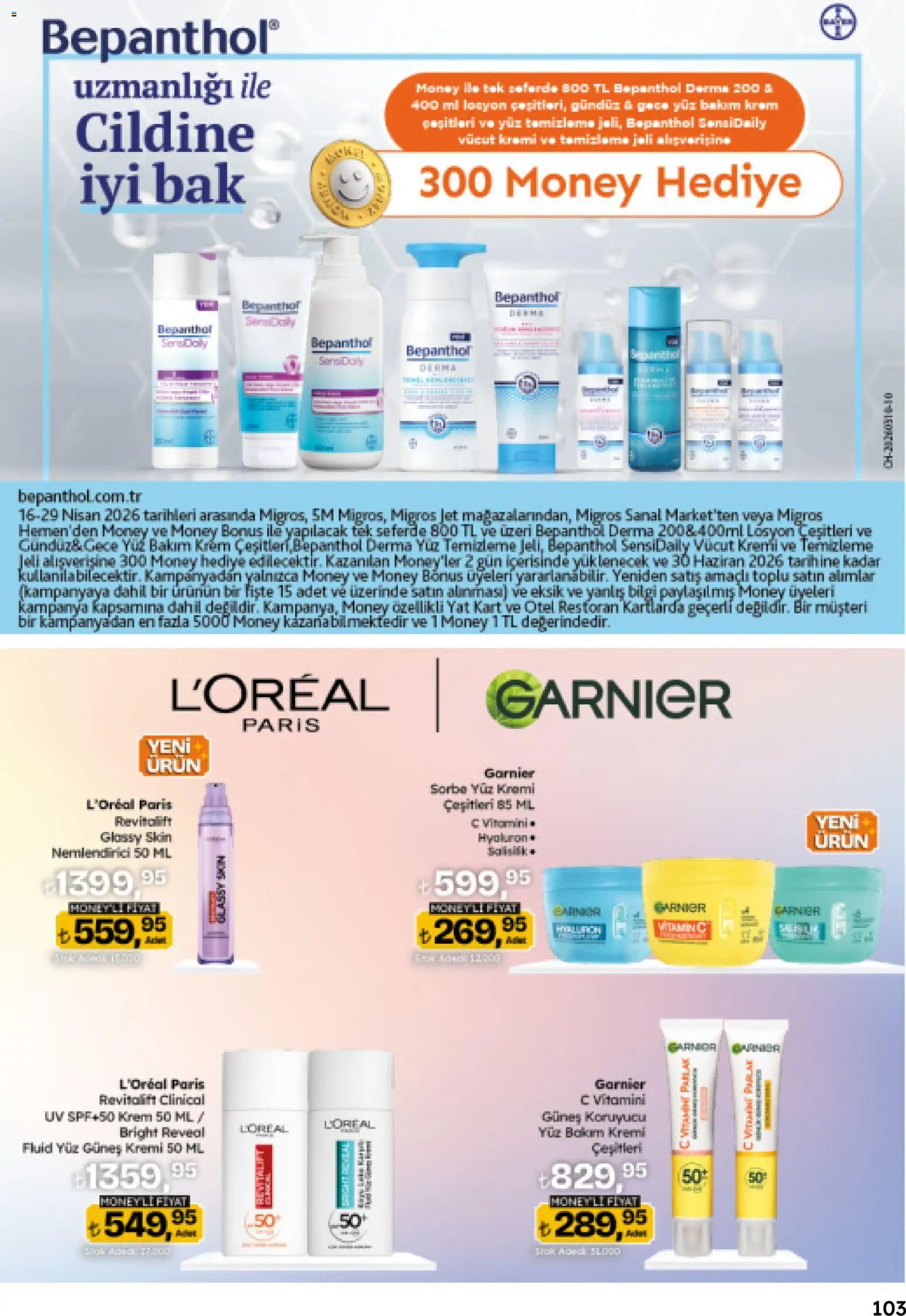 Migros Katalog - Migroskop - 16.04.2026 tarihinden itibaren geçerlidir | Sayfa: 103 | Ürünler: Krem, Güneş kremi, Vücut kremi