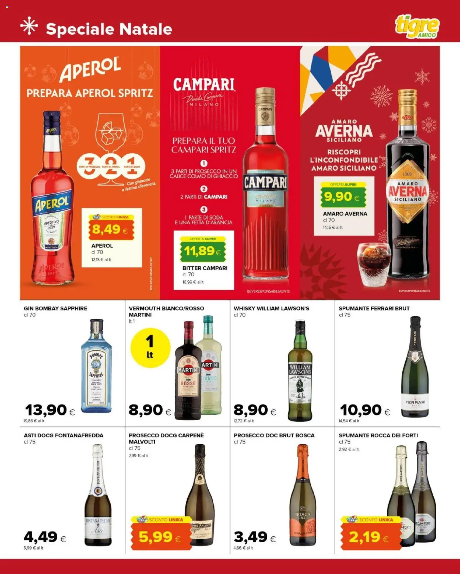 Volantino Tigre del 30.11.2025 | Pagina: 13 | Prodotti: Calice, Gin, Whisky, Aperol