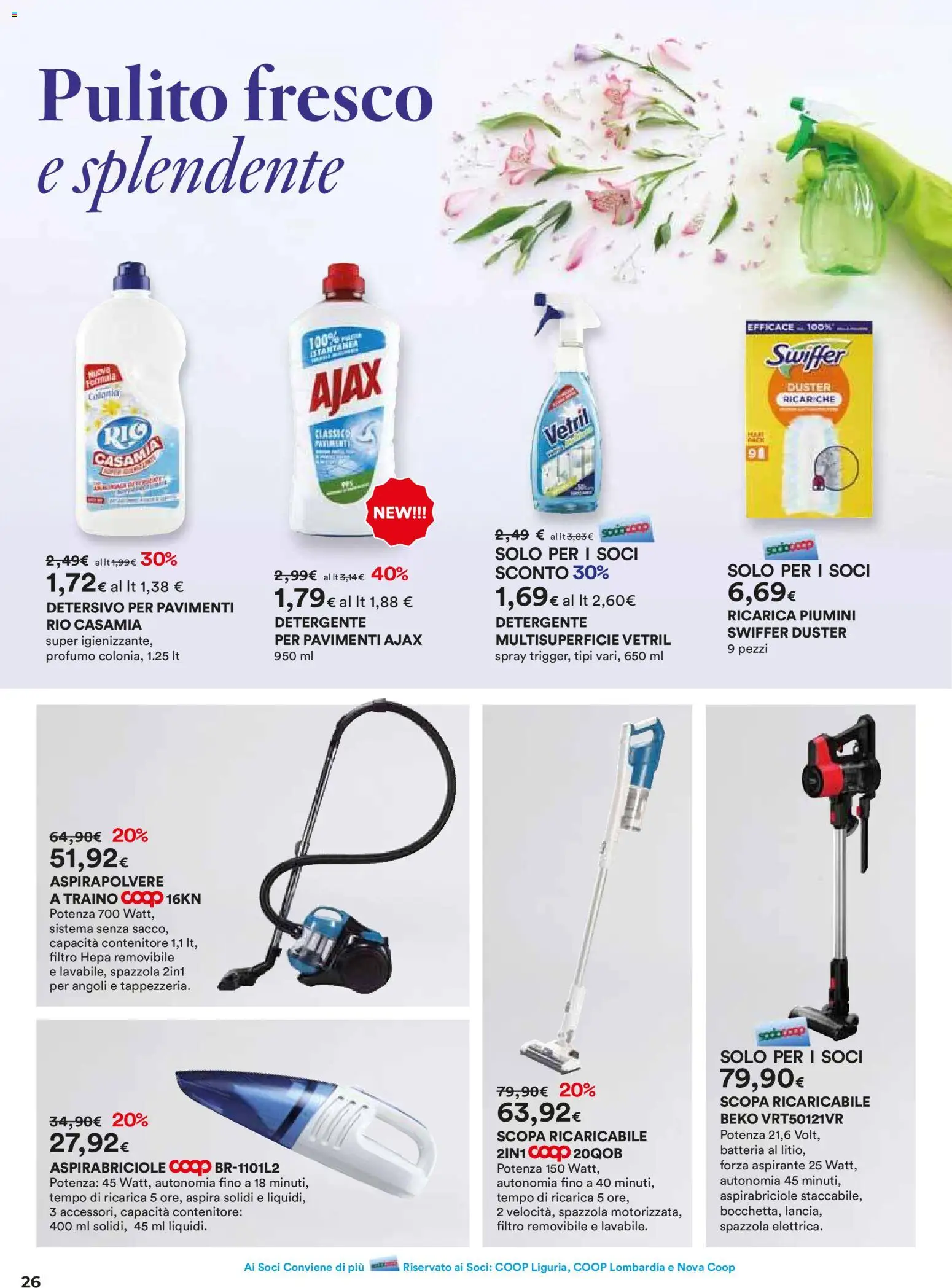 Volantino Ipercoop del 27.12.2025 | Pagina: 26 | Prodotti: Scopa, Contenitore, Aspirapolvere, Profumo