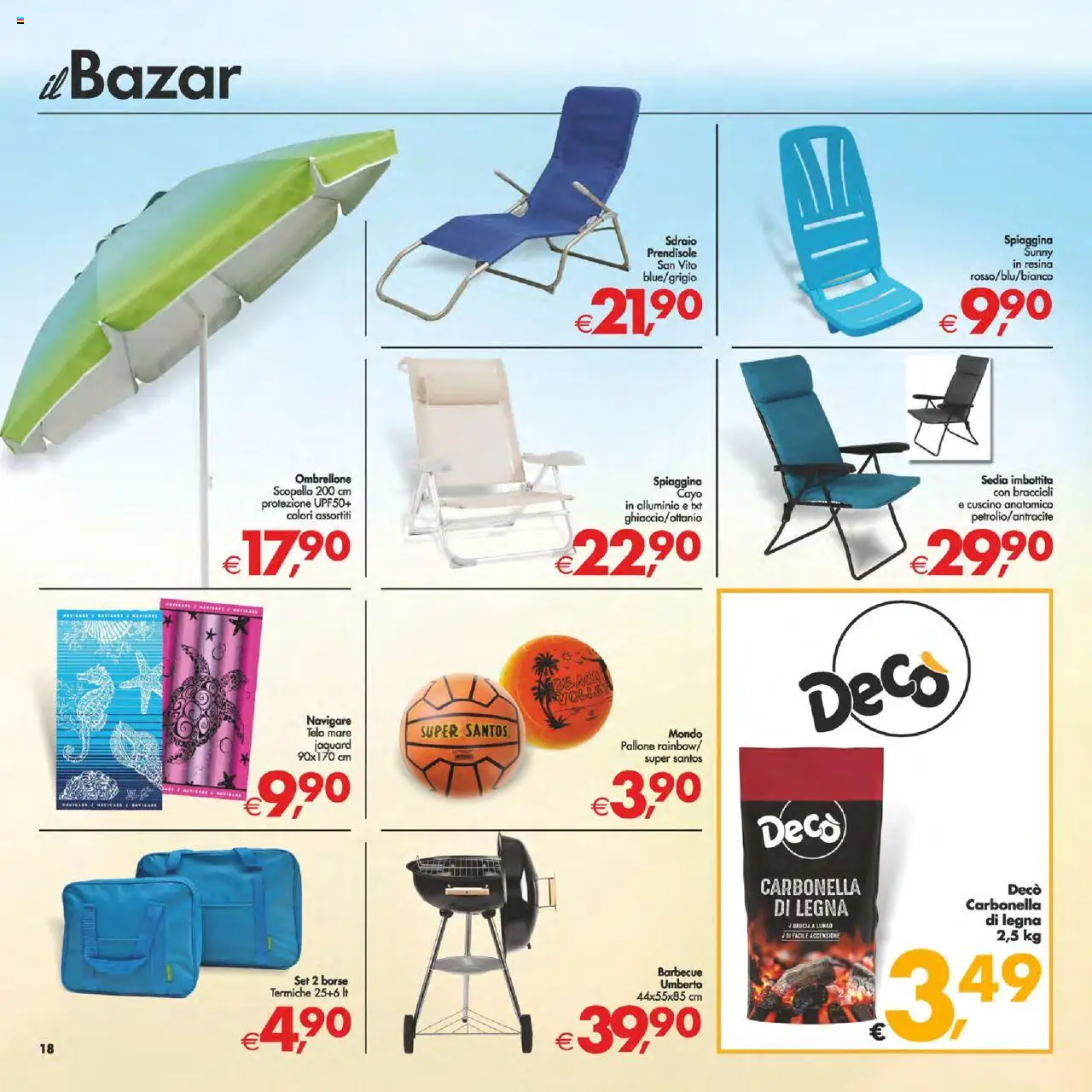 Volantino Decò del 12.08.2025 | Pagina: 18 | Prodotti: Braccioli, Barbecue, Alluminio, Sedia