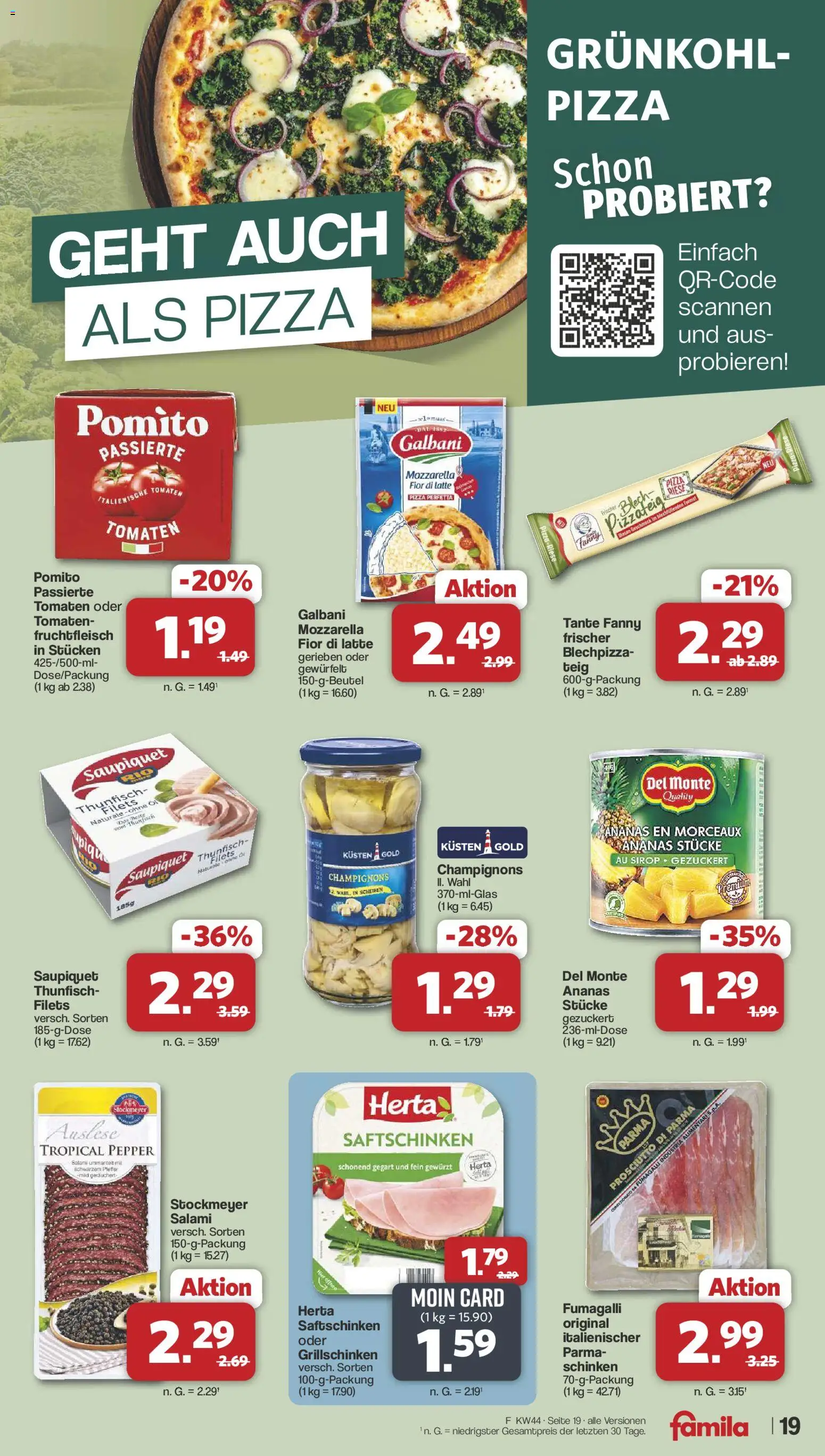 Famila Nordwest Prospekt 	 – gültig ab 27.10.2025 | Seite: 20 | Produkte: Thunfisch, Ananas, Salami, Schinken