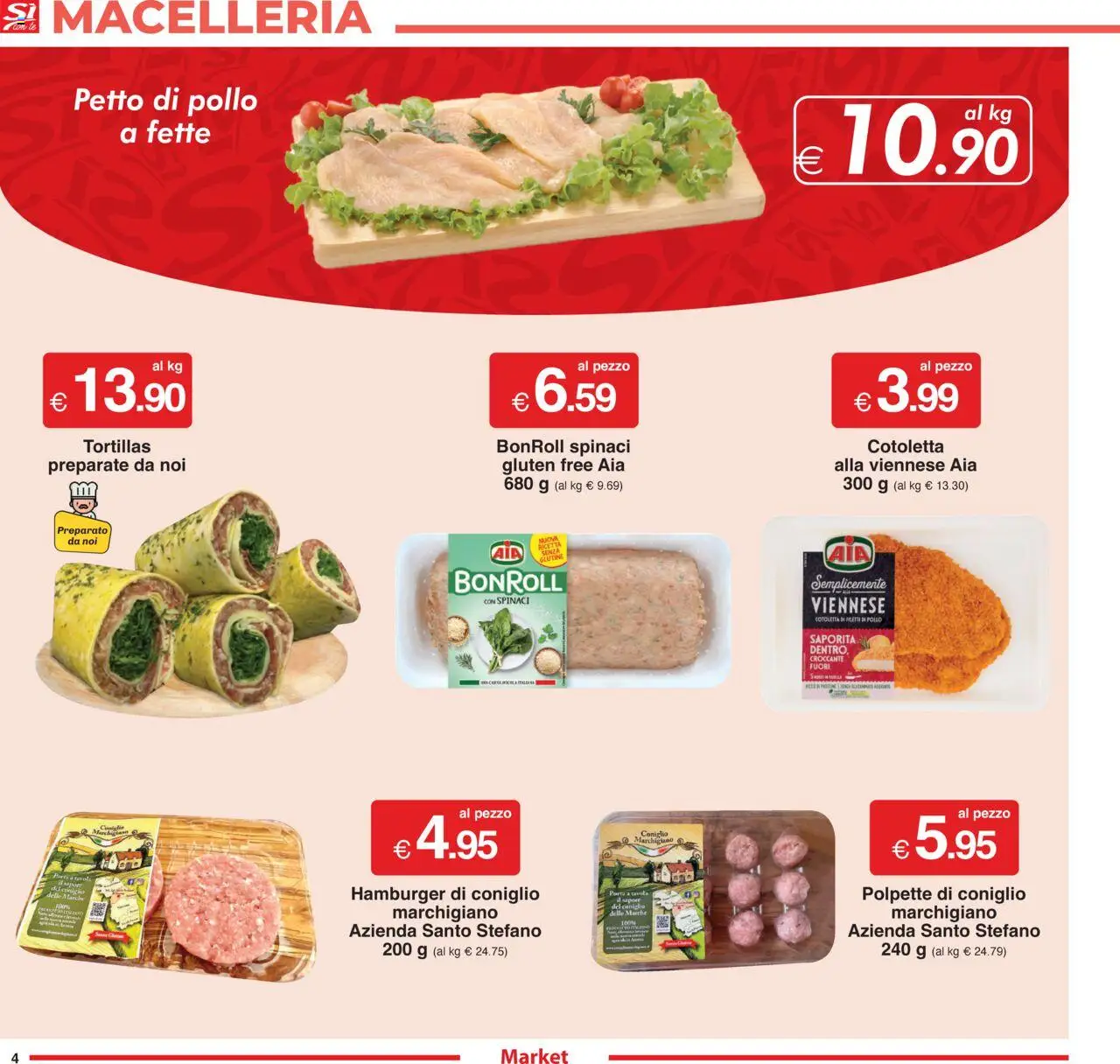 Volantino Sì con Te del 25.09.2025 | Pagina: 4 | Prodotti: Petto di Pollo, Pollo, Tortillas, Polpette