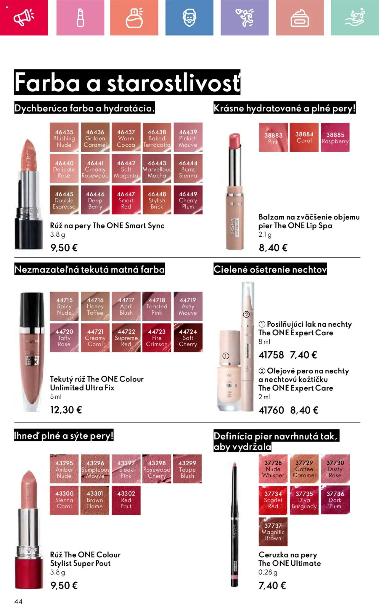 Katalóg Oriflame 10 2025 │ platný od 06.07.2025 | Strana: 44 | Produkty: Pero, Rúž na pery, Lak na nechty, Ceruzka