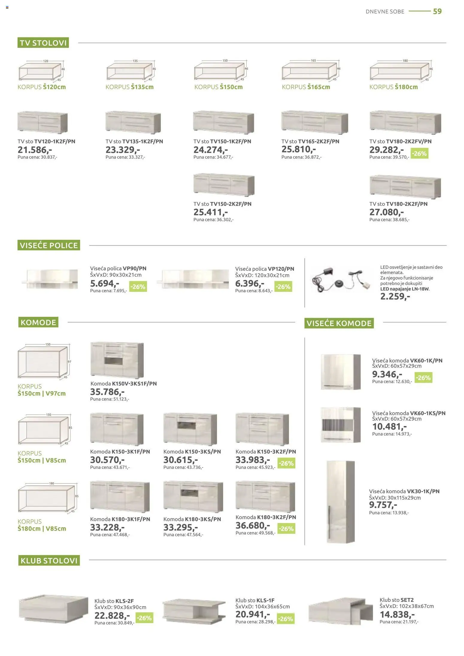 Jela katalog - važi od 06.04.2026 | Strana: 59 | Proizvode: Komoda, Polica, Sto