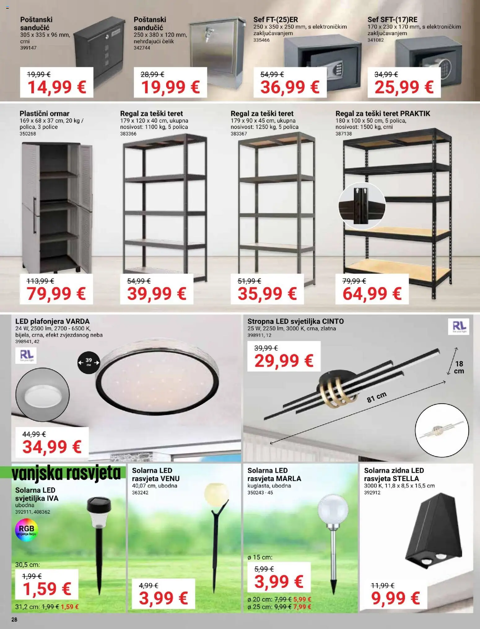 Pevex katalog | vrijedi od 05.03.2026 | Stranica: 28 | Proizvodi: Polica, Plafonjera, Sef, Regal