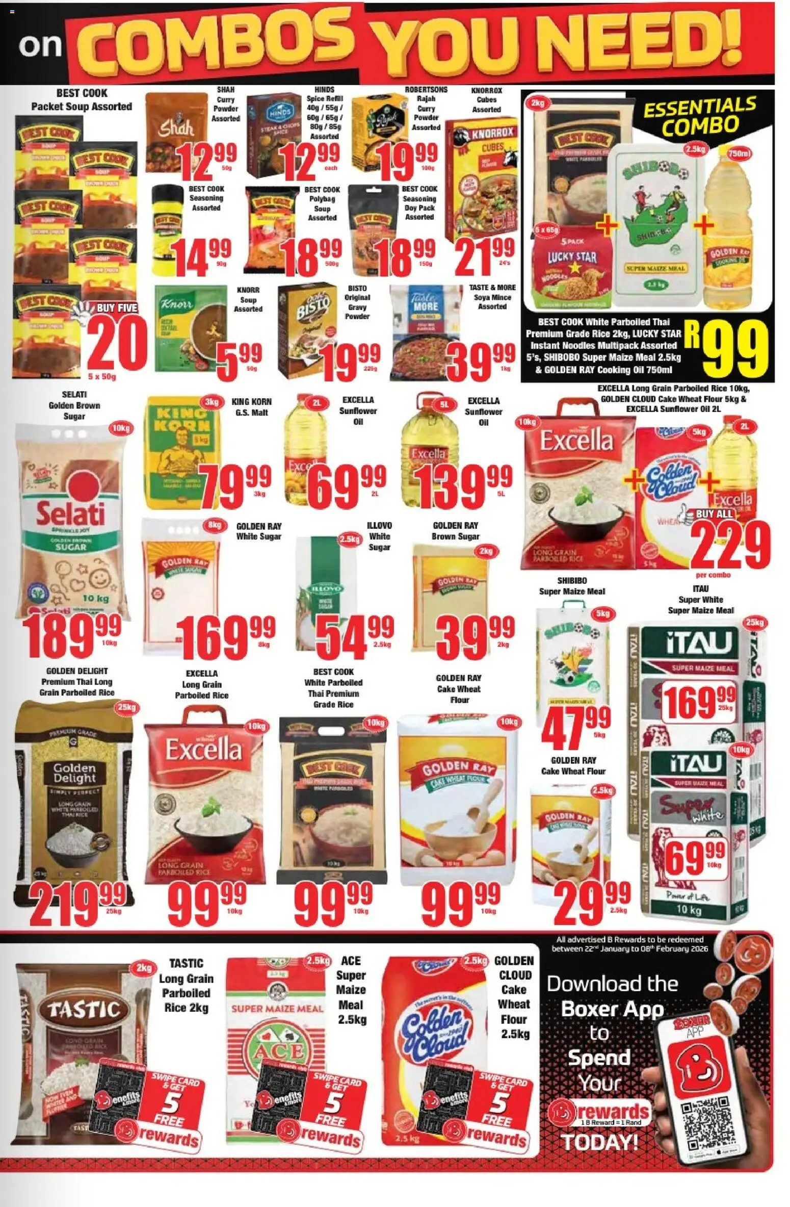 New Boxer catalogue – valid from 05.01.2026 | Page: 9 | Products: Maize meal, Oil, Noodles, Sugar