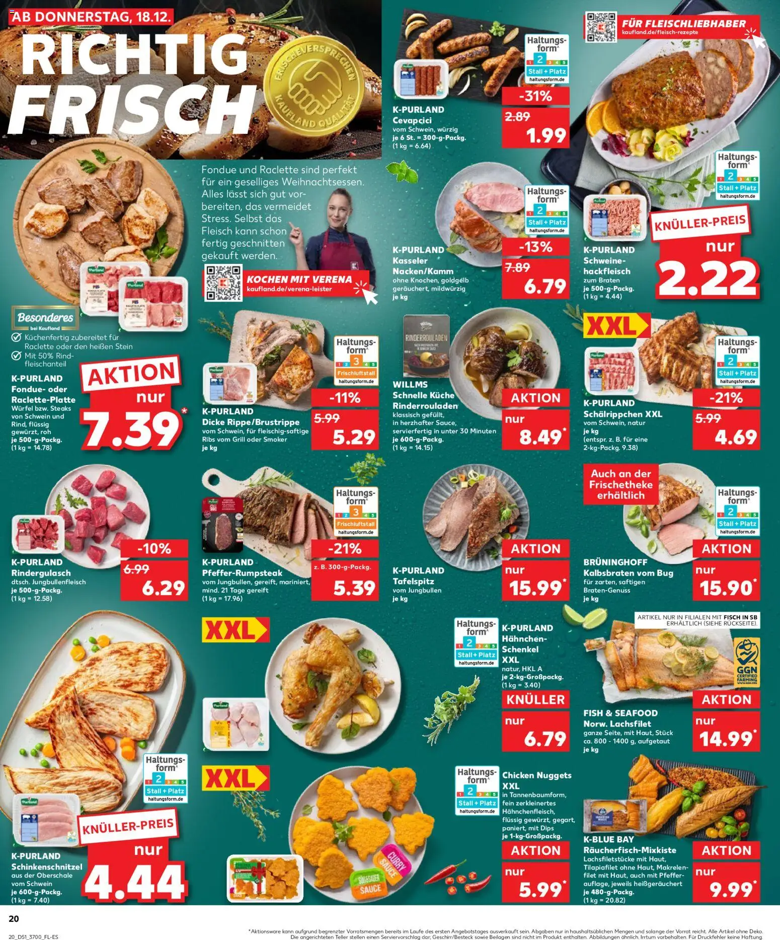 Kaufland prospekt Rostock	 – gültig ab 21.12.2025 | Seite: 20 | Produkte: Rindergulasch, Hahnchen, Küche, Fisch
