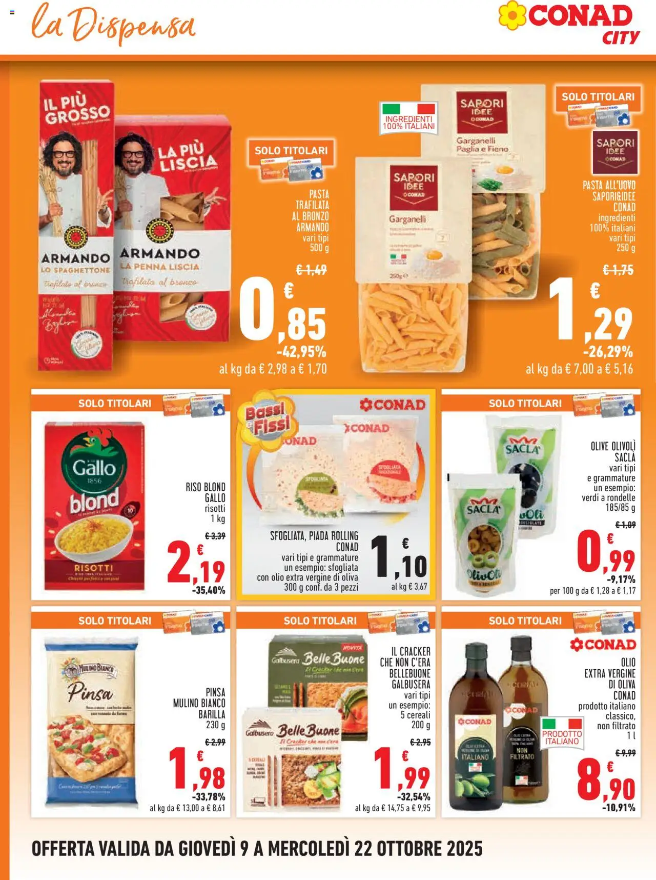 Volantino Conad del 09.10.2025 | Pagina: 8 | Prodotti: Cereali, Olive, Crackers, The