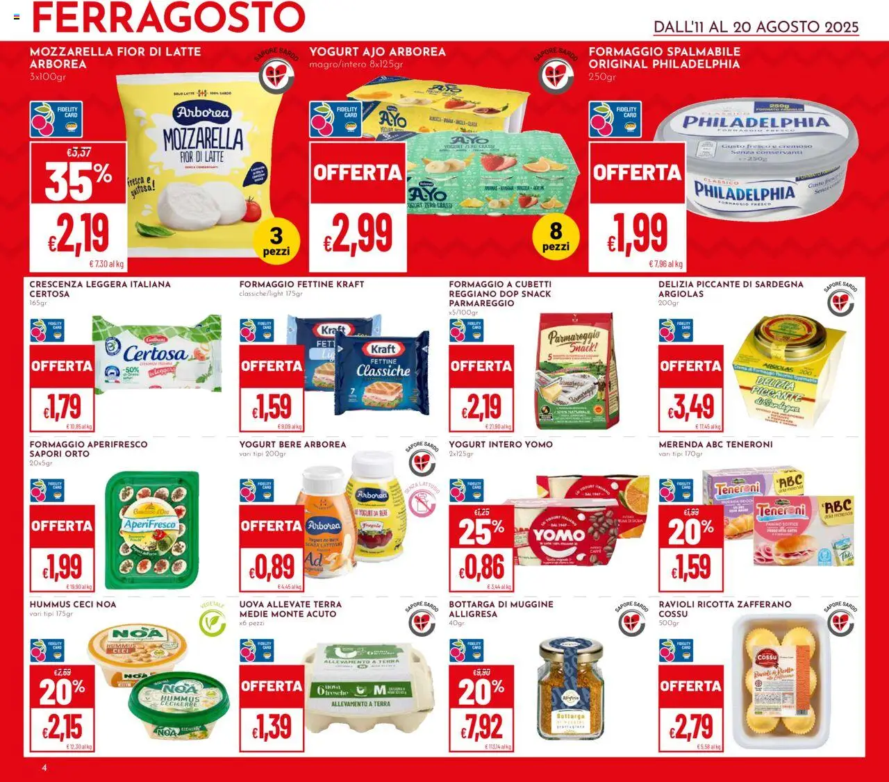 Volantino Pan del 11.08.2025 | Pagina: 4 | Prodotti: Uova, Mozzarella, Crescenza, Terra