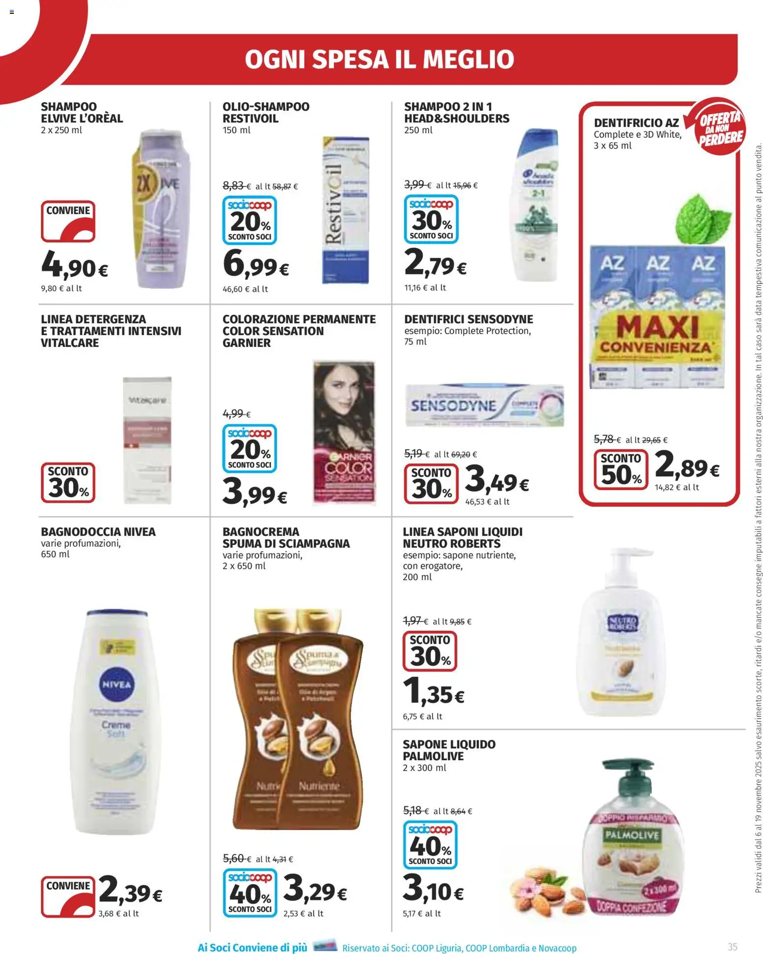 Volantino Ipercoop del 06.11.2025 | Pagina: 35 | Prodotti: Shampoo, Sapone, Dentifricio, Data