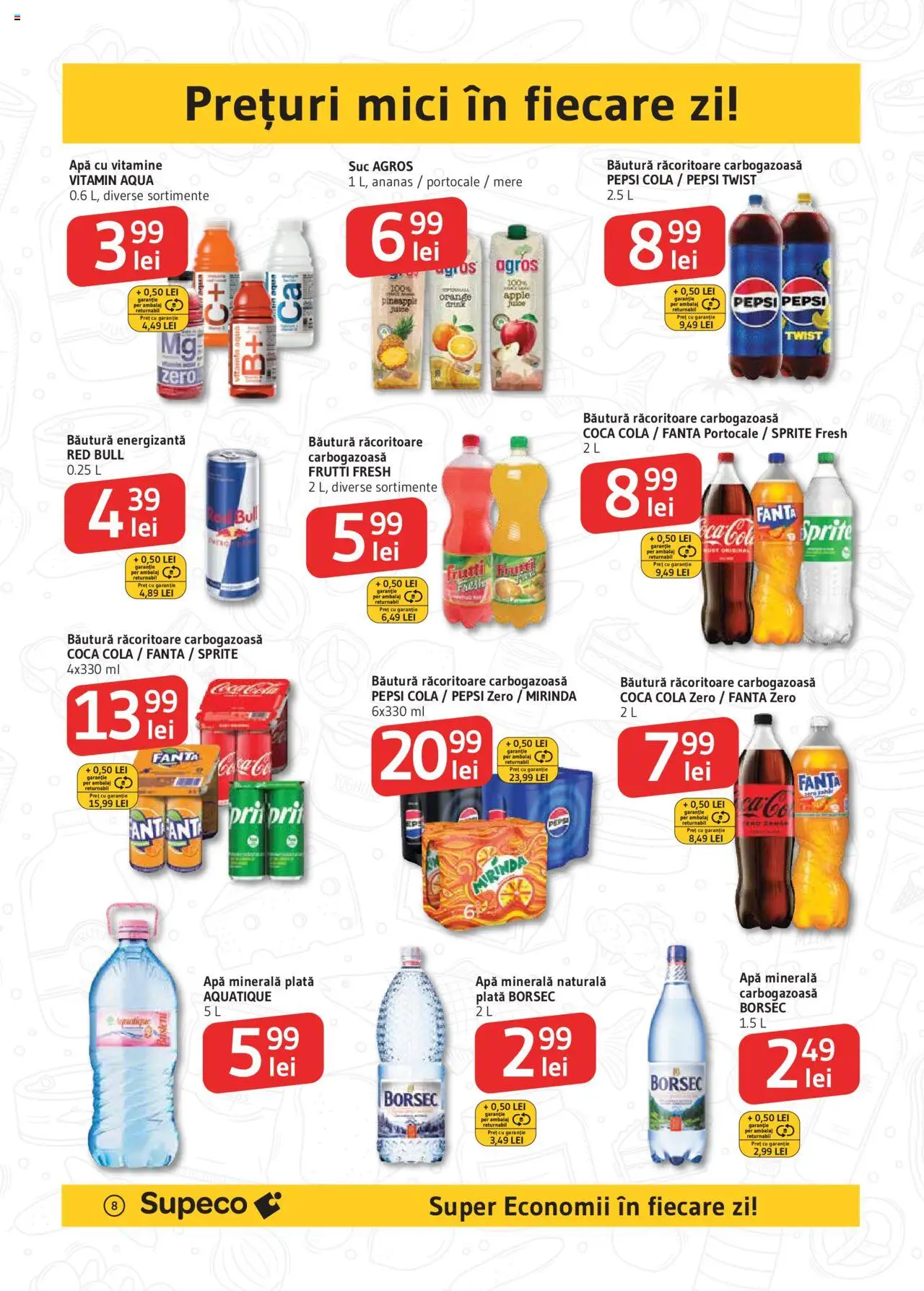 Noul catalog Supeco – valabil de la 15.10.2025 | Pagină: 8 | Produse: Băutură energizantă, Mere, Apă cu vitamine, Ananas