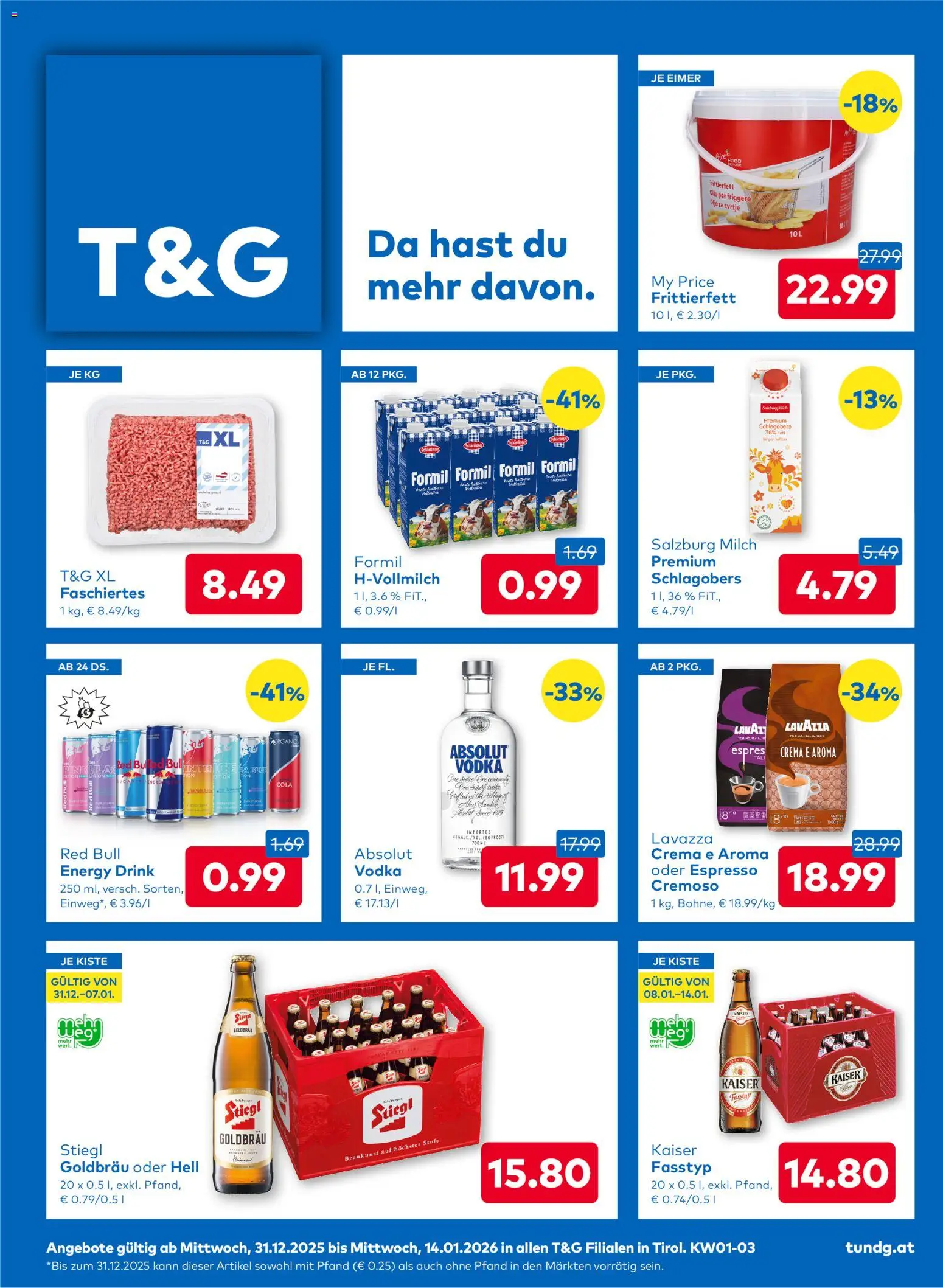T&G Flugblatt gültig ab 31.12.2025 | Seite: 1 | Produkte: Milch