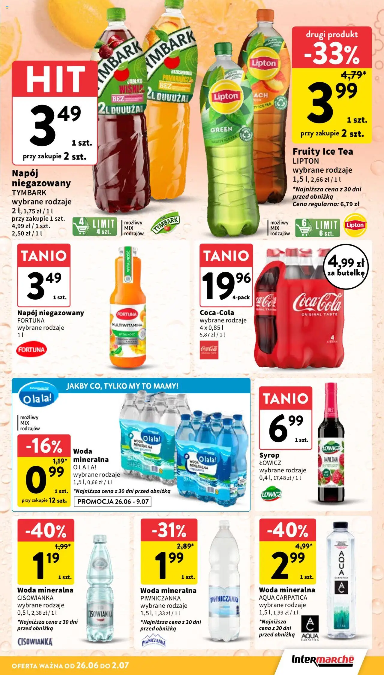 Intermarche Gazetka od 26.06.2025 | Strona: 27 | Produkty: Syrop, Malina, Coca cola, Woda