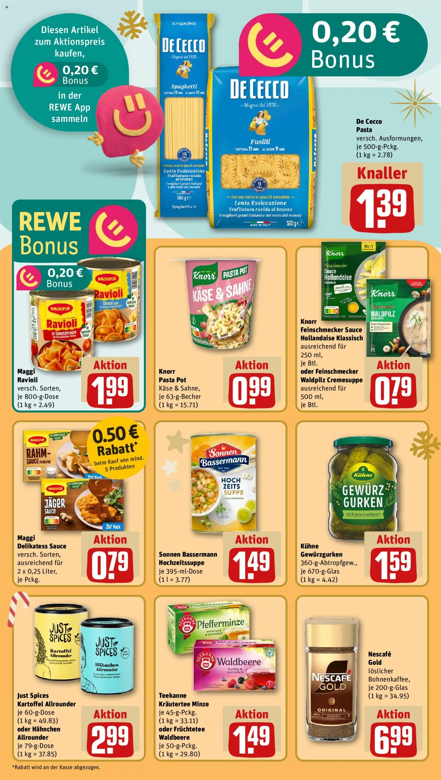 Rewe Prospekt 	 – gültig ab 08.12.2025 | Seite: 18 | Produkte: Nescafe, Käse, Teekanne, Pasta
