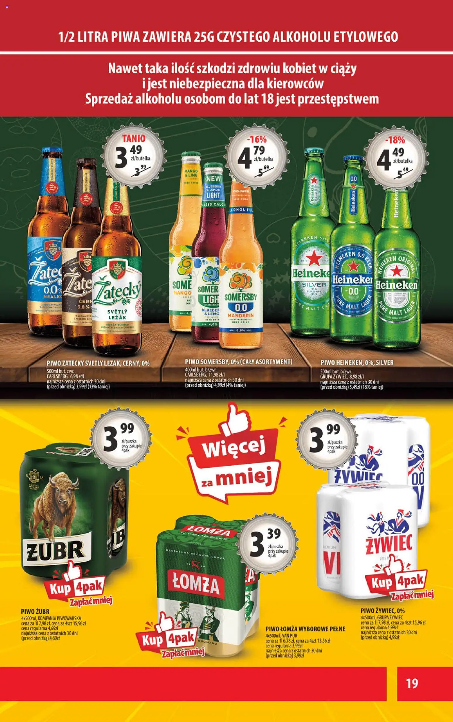 Arhelan gazetka od 27.03.2026 | Strona: 19 | Produkty: Piwo żubr, Leżak, Somersby, Heineken