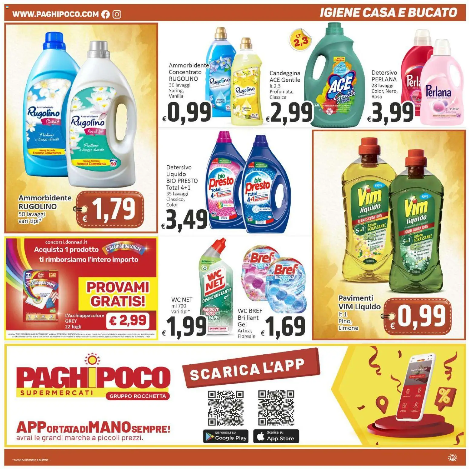 Volantino Paghi Poco del 03.03.2026 | Pagina: 19 | Prodotti: Candeggina, Limone, WC, Profumo
